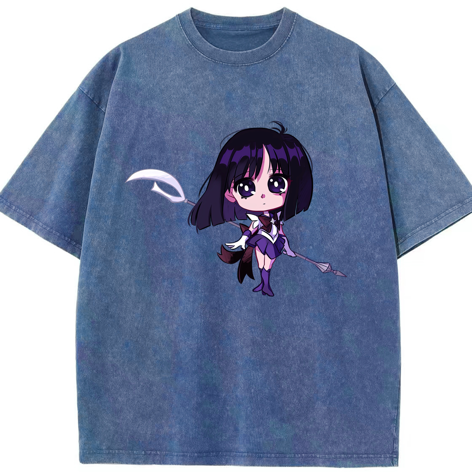 （画像用） 美少女戦士セーラームーン 土萠ほたる Sailor Moon Tomoe Hotaru （セーラーサターン；Sailor Saturn） 綿100% ヴィンテージ風 半袖Tシャツ（フロントプリント）