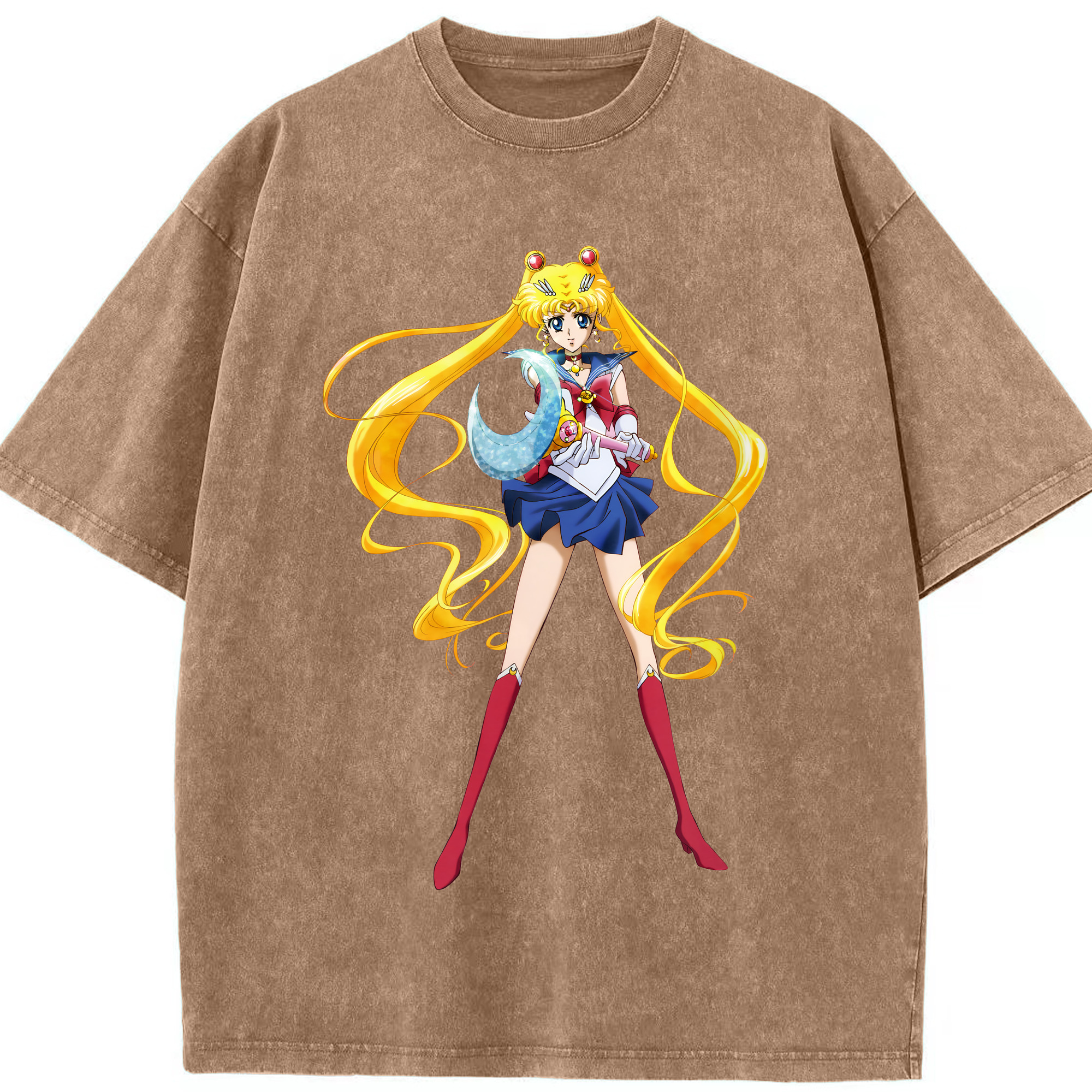 （画像用） 美少女戦士セーラームーン 月野 うさぎ つきの うさぎ Sailor Moon Tsukino Usagi 綿100% ヴィンテージ風 半袖Tシャツ（フロントプリント）