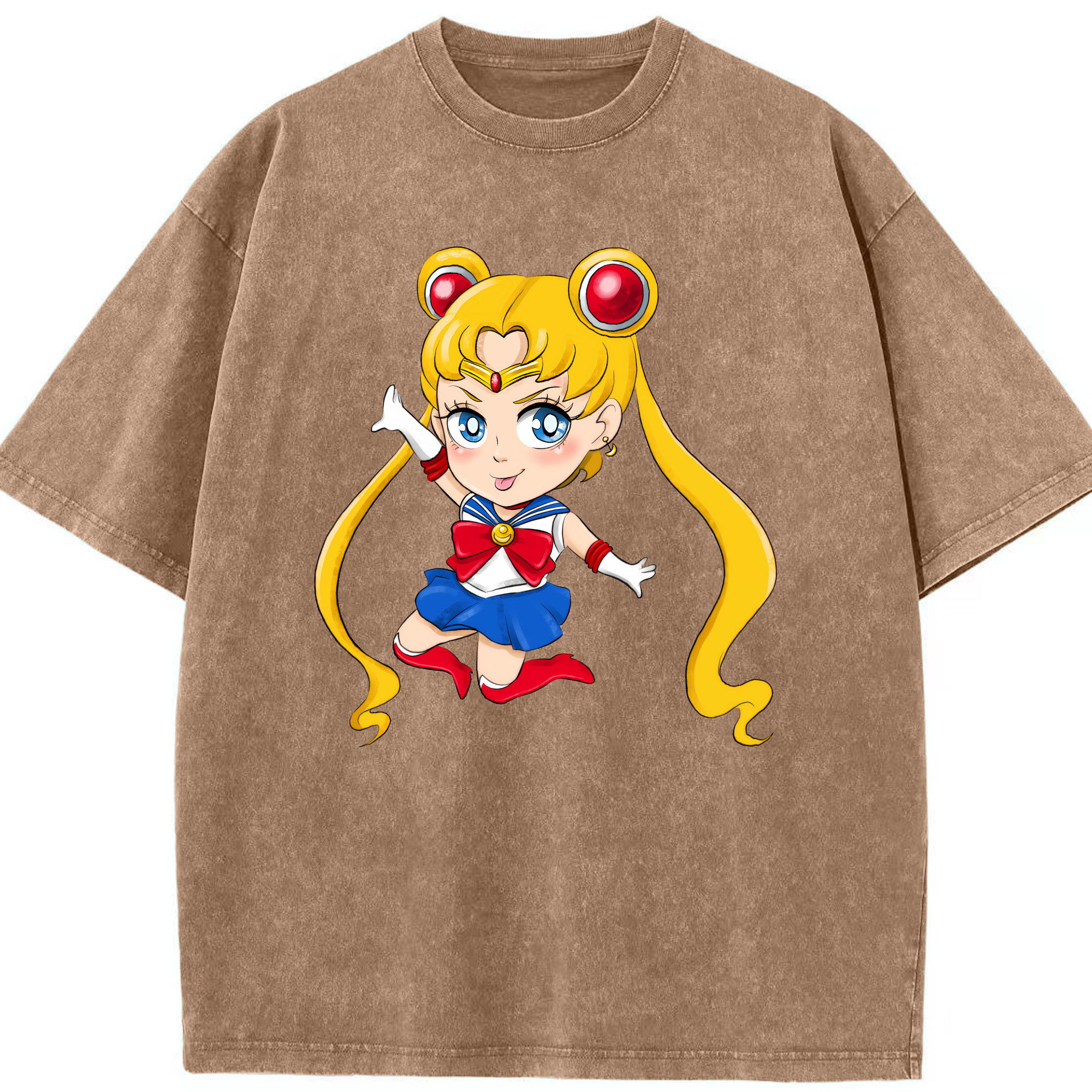 （画像用） 美少女戦士セーラームーン 月野 うさぎ つきの うさぎ Sailor Moon Tsukino Usagi 綿100% ヴィンテージ風 半袖Tシャツ（フロントプリント）