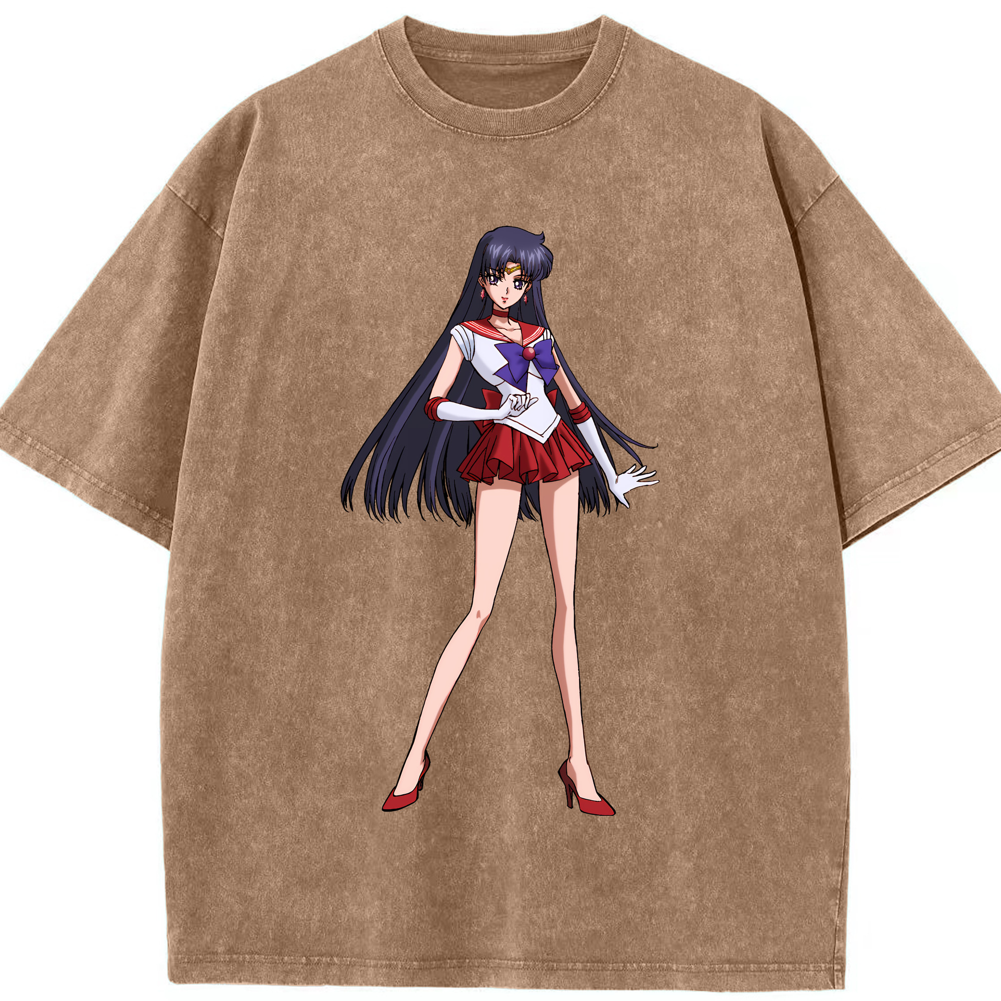 （画像用） 美少女戦士セーラームーン 火野レイ ひの レイ Sailor Moon Hino Rei （セーラーマーズ,Sailor Mars） 綿100% ヴィンテージ風 半袖Tシャツ（フロントプリント）