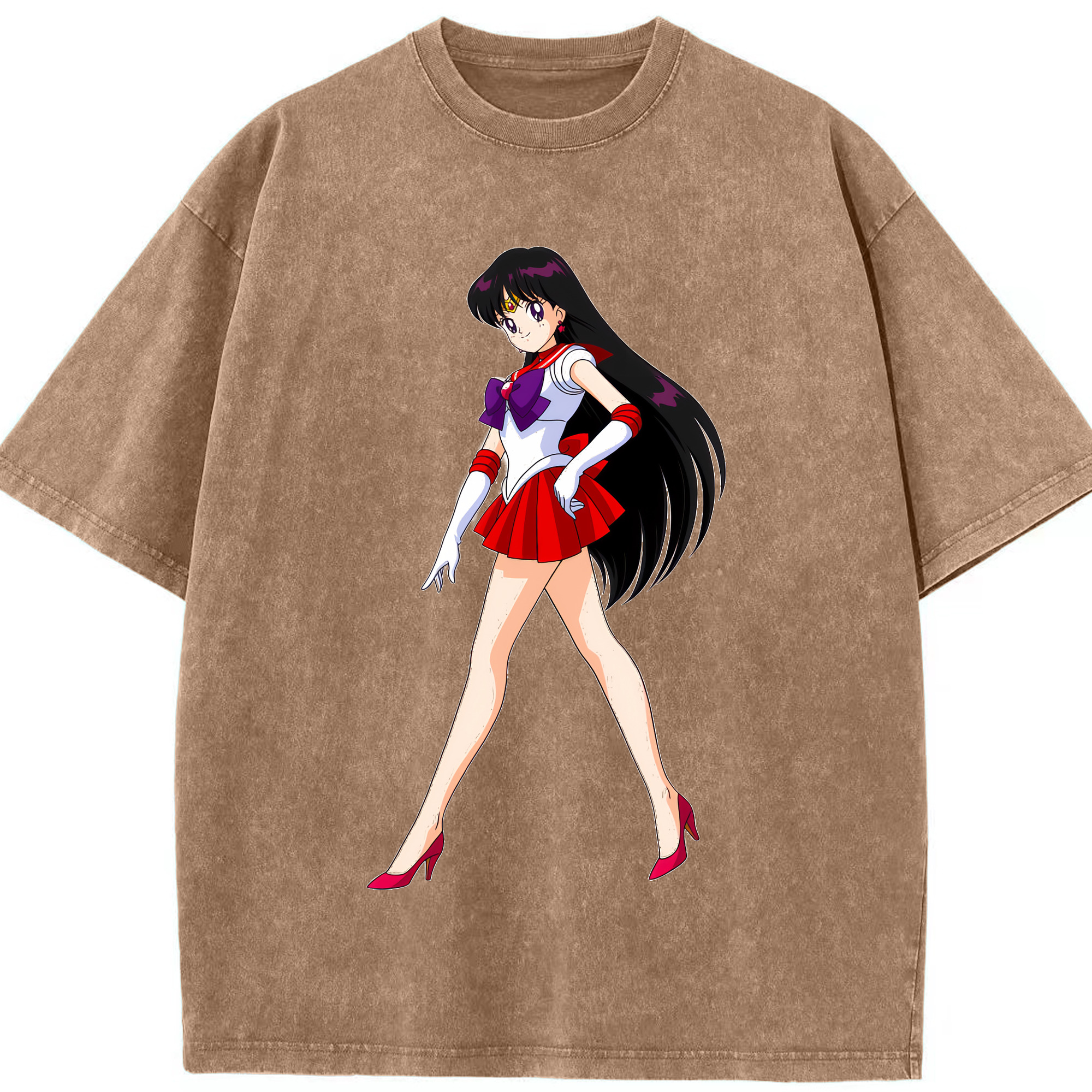 （画像用） 美少女戦士セーラームーン 火野レイ ひの レイ Sailor Moon Hino Rei （セーラーマーズ,Sailor Mars） 綿100% ヴィンテージ風 半袖Tシャツ（フロントプリント）
