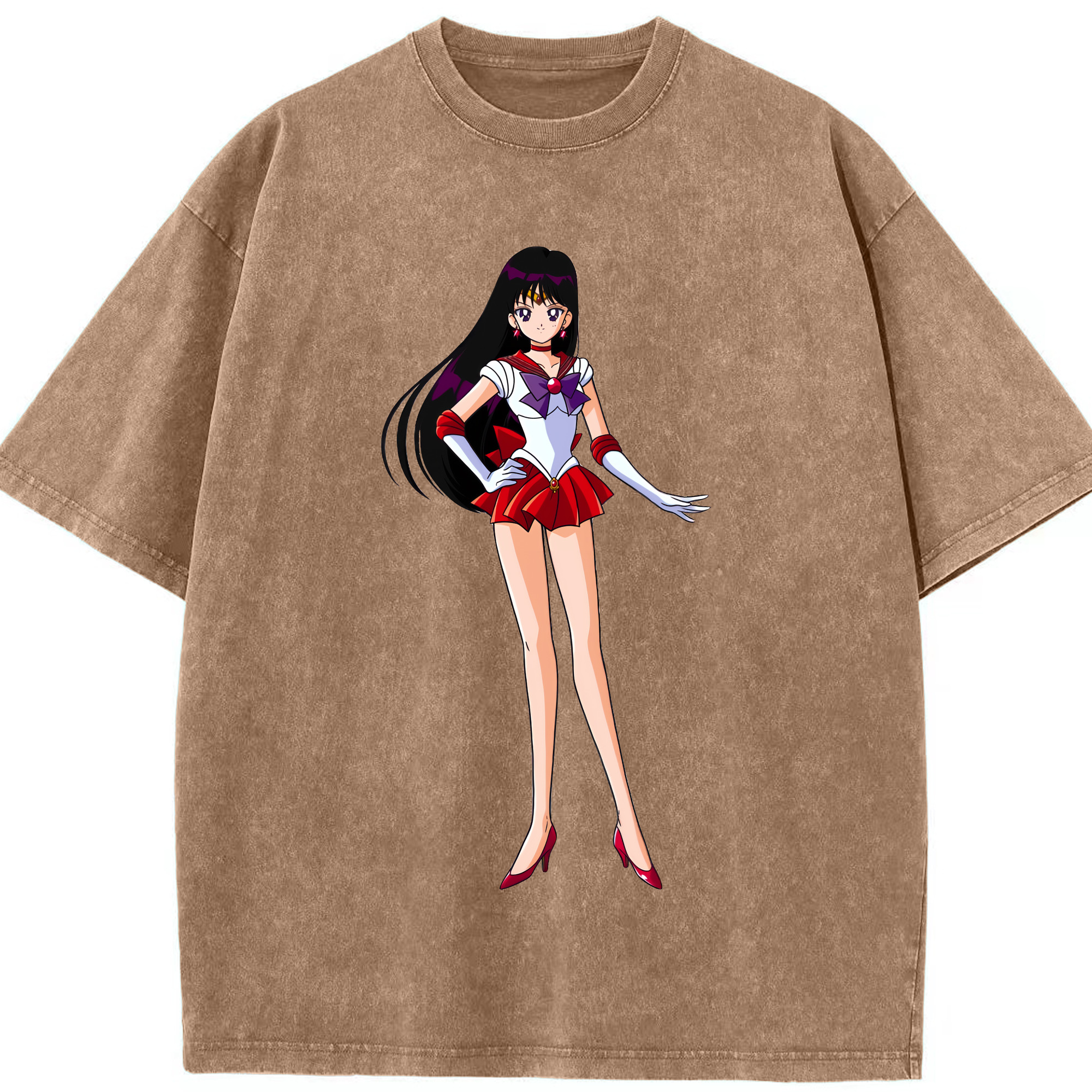 （画像用） 美少女戦士セーラームーン 火野レイ ひの レイ Sailor Moon Hino Rei （セーラーマーズ,Sailor Mars） 綿100% ヴィンテージ風 半袖Tシャツ（フロントプリント）