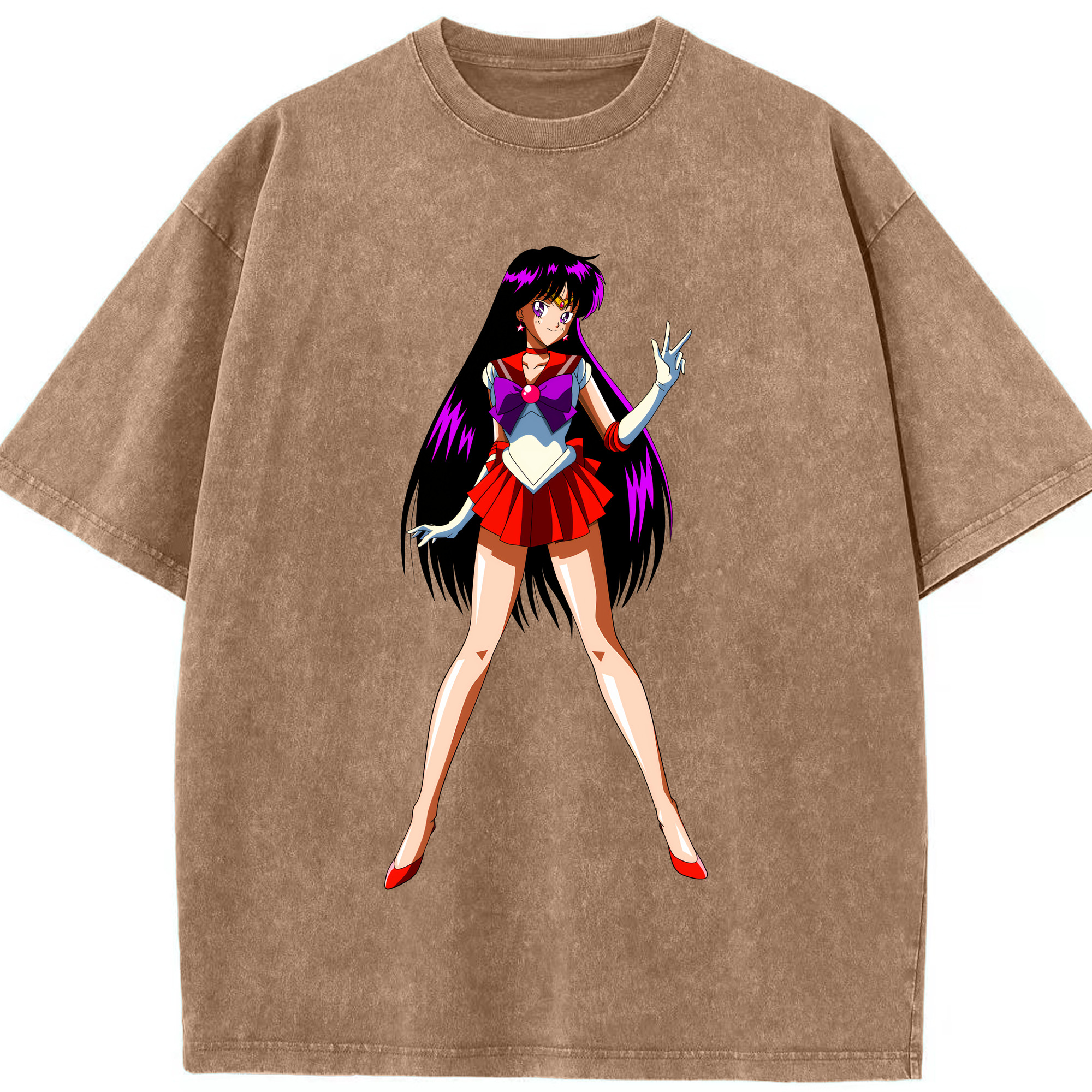 （画像用） 美少女戦士セーラームーン 火野レイ ひの レイ Sailor Moon Hino Rei （セーラーマーズ,Sailor Mars） 綿100% ヴィンテージ風 半袖Tシャツ（フロントプリント）