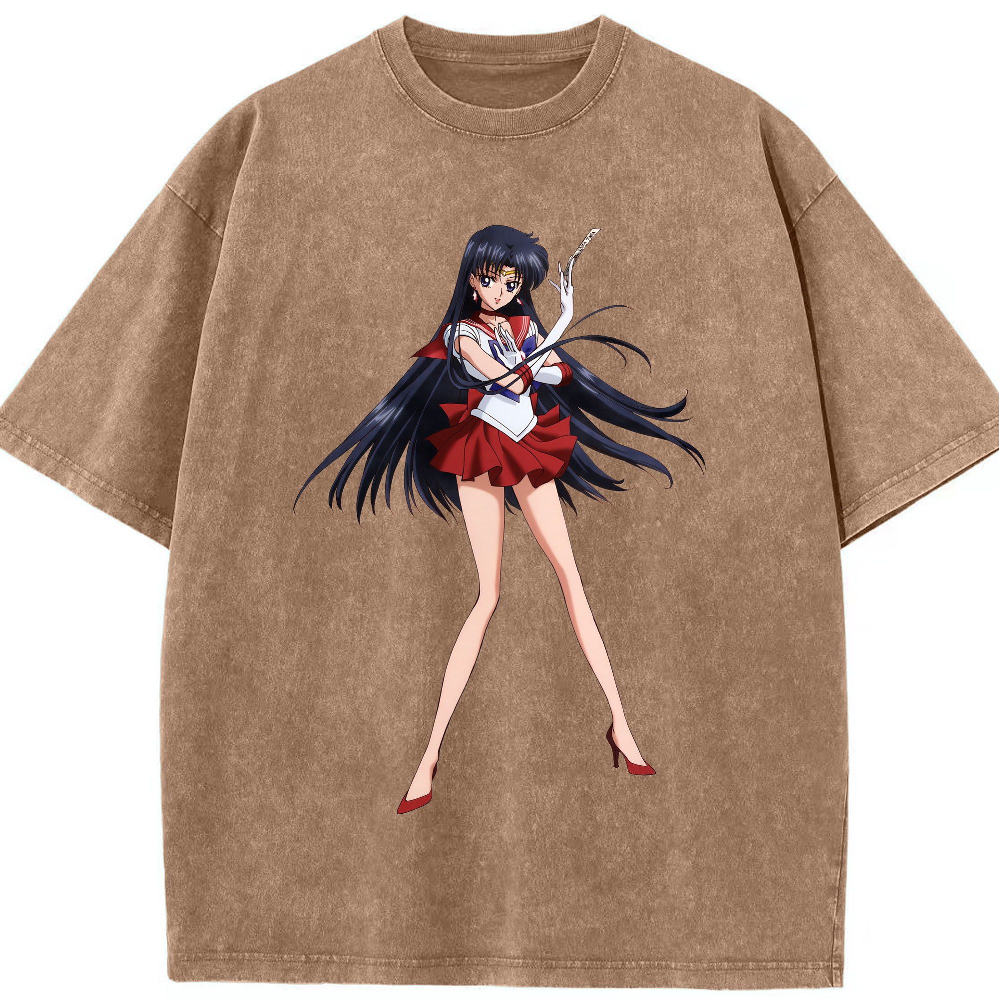 （画像用） 美少女戦士セーラームーン 火野レイ ひの レイ Sailor Moon Hino Rei （セーラーマーズ,Sailor Mars） 綿100% ヴィンテージ風 半袖Tシャツ（フロントプリント）