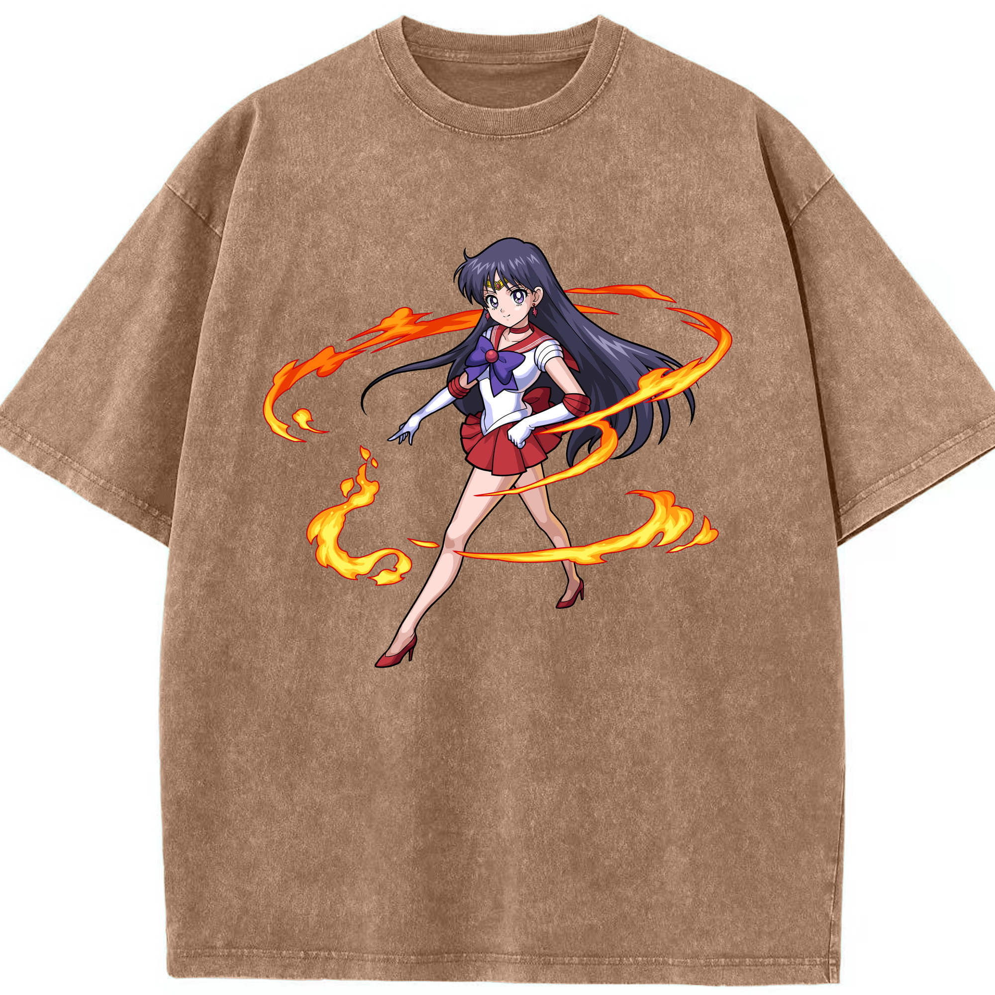 （画像用） 美少女戦士セーラームーン 火野レイ ひの レイ Sailor Moon Hino Rei （セーラーマーズ,Sailor Mars） 綿100% ヴィンテージ風 半袖Tシャツ（フロントプリント）