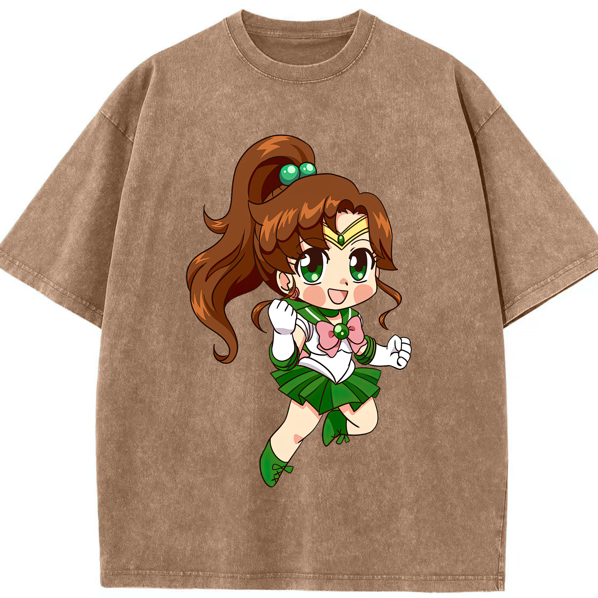（画像用） 美少女戦士セーラームーン 木野 まこと きの まこと Sailor Moon Kino Makoto （セーラージュピター；Sailor Jupiter） 綿100% ヴィンテージ風 半袖Tシャツ（フロントプリント）