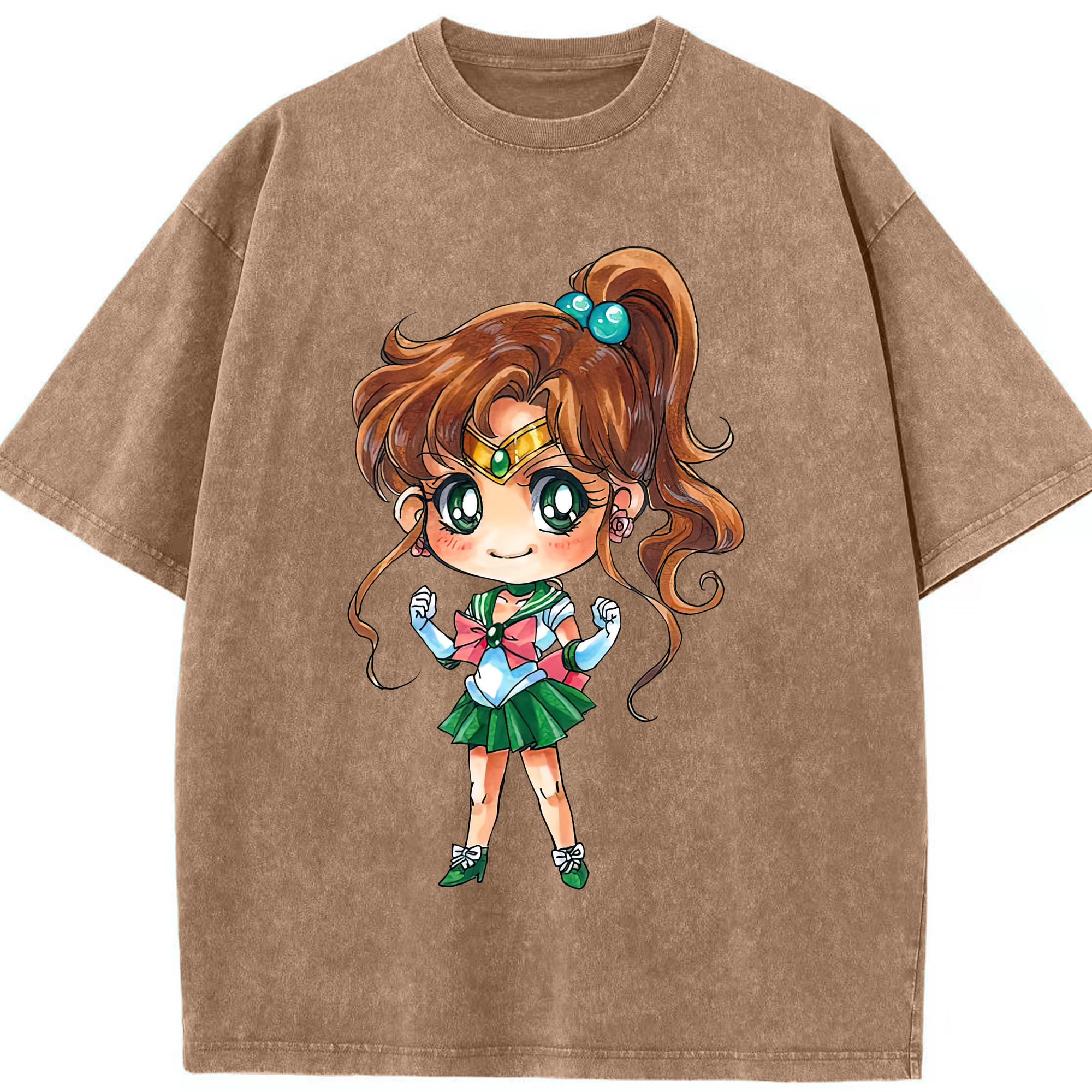 （画像用） 美少女戦士セーラームーン 木野 まこと きの まこと Sailor Moon Kino Makoto （セーラージュピター；Sailor Jupiter） 綿100% ヴィンテージ風 半袖Tシャツ（フロントプリント）