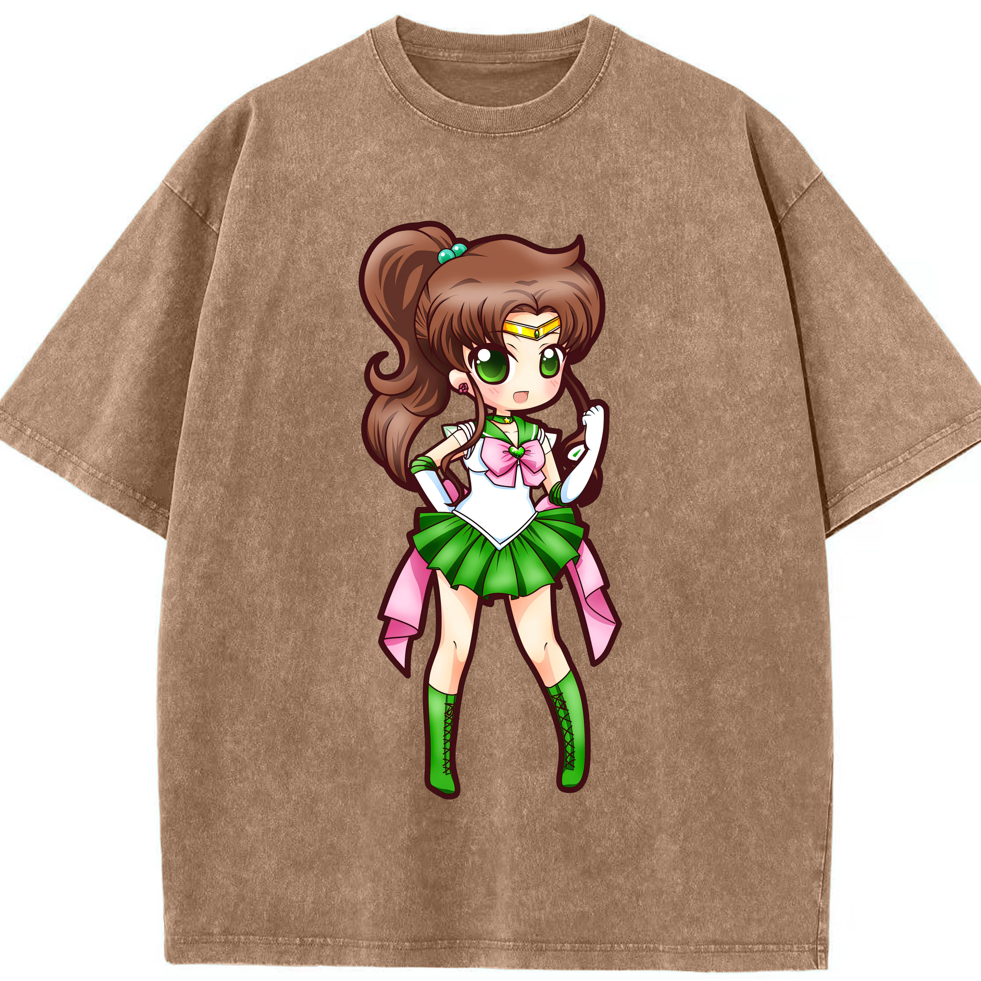 （画像用） 美少女戦士セーラームーン 木野 まこと きの まこと Sailor Moon Kino Makoto （セーラージュピター；Sailor Jupiter） 綿100% ヴィンテージ風 半袖Tシャツ（フロントプリント）