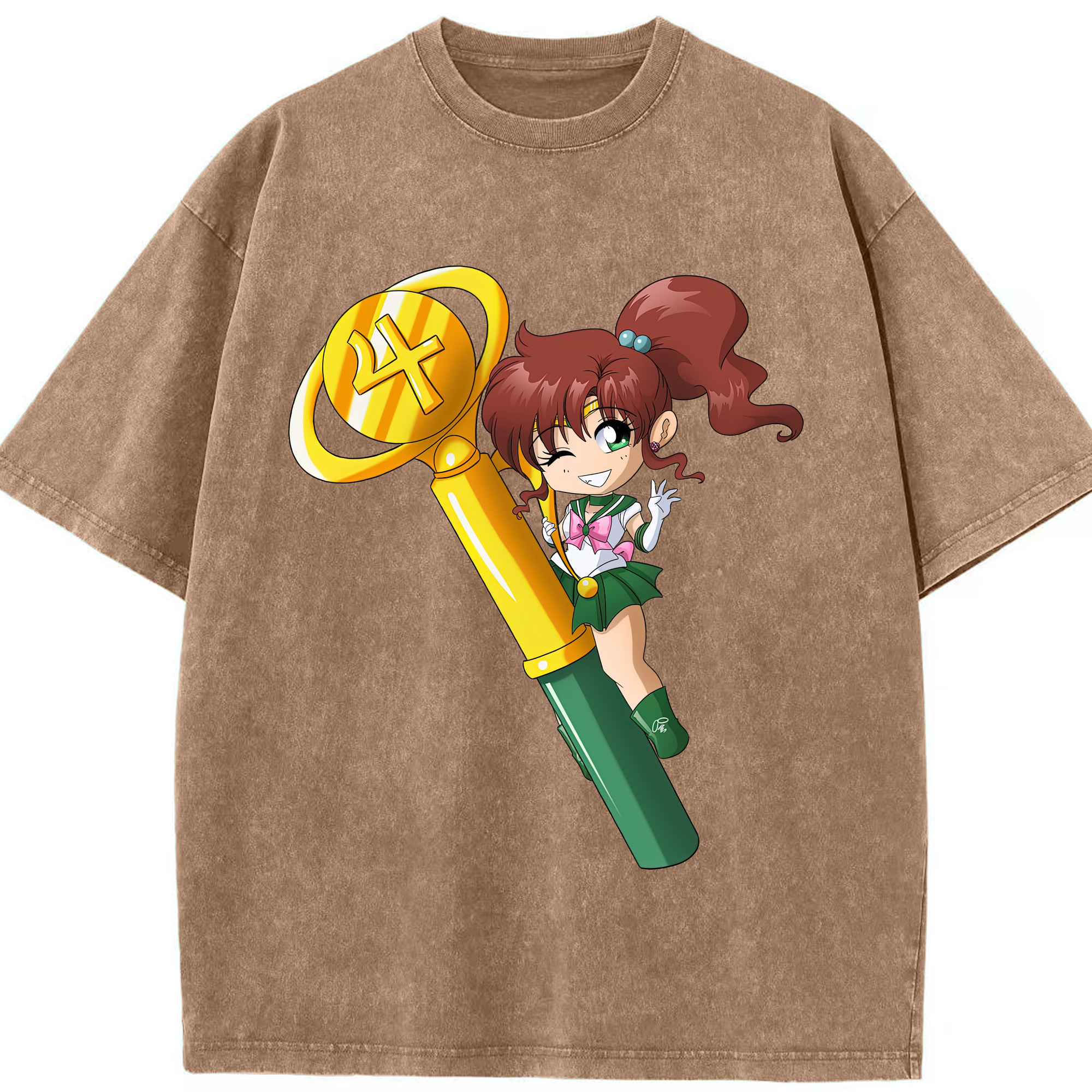 （画像用） 美少女戦士セーラームーン 木野 まこと きの まこと Sailor Moon Kino Makoto （セーラージュピター；Sailor Jupiter） 綿100% ヴィンテージ風 半袖Tシャツ（フロントプリント）