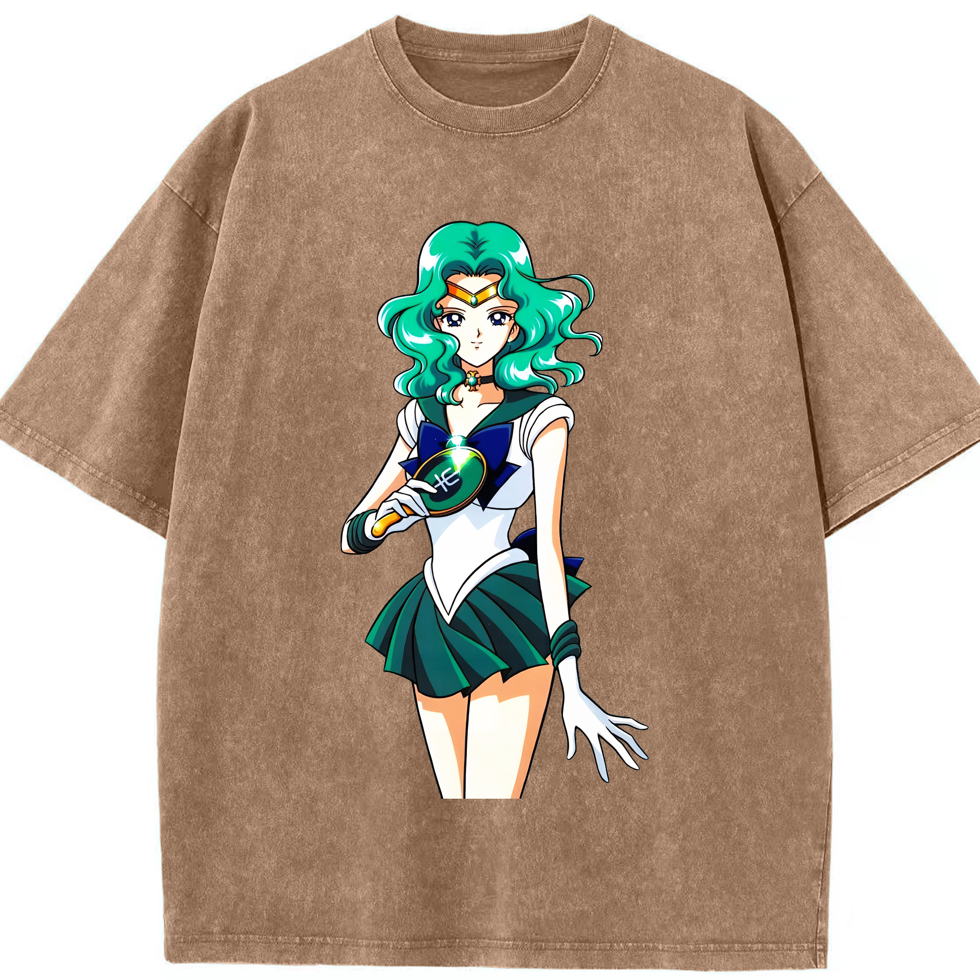 （画像用） 美少女戦士セーラームーン 海王 みちる（かいおう みちる） Sailor Moon Kaiou Michiru 綿100% ヴィンテージ風 半袖Tシャツ（フロントプリント）