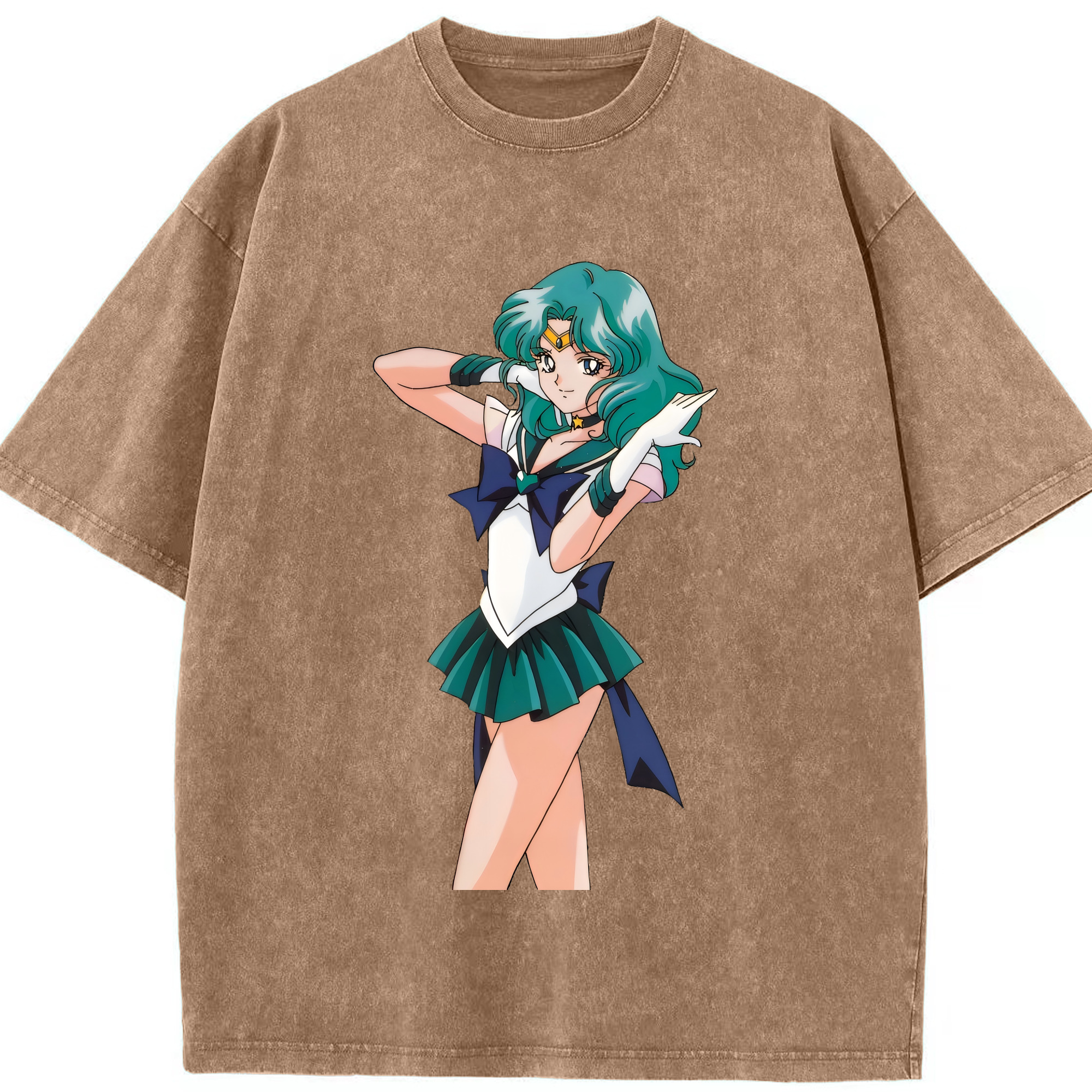 （画像用） 美少女戦士セーラームーン 海王 みちる（かいおう みちる） Sailor Moon Kaiou Michiru 綿100% ヴィンテージ風 半袖Tシャツ（フロントプリント）