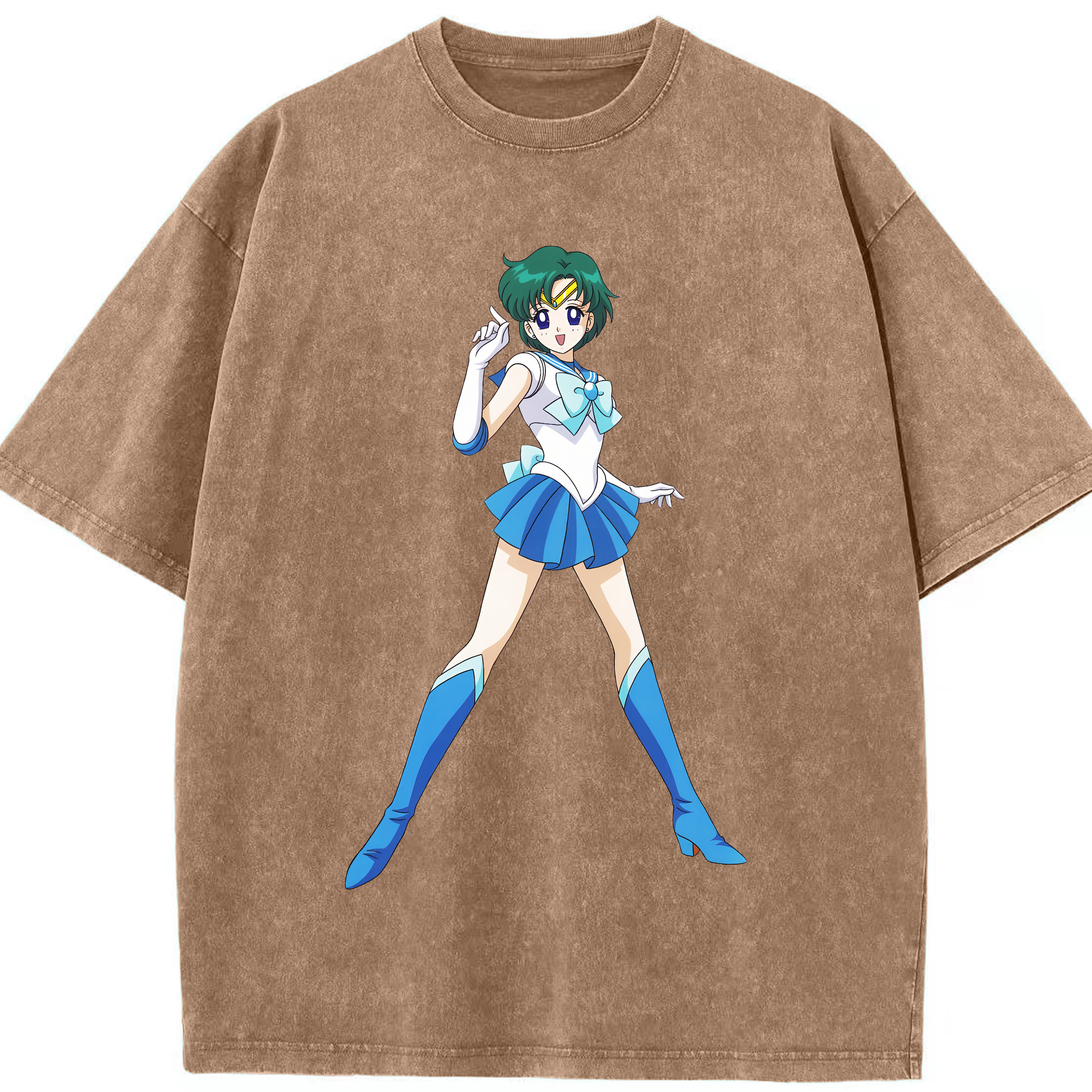 （画像用） 美少女戦士セーラームーン 海王 みちる（かいおう みちる） Sailor Moon Kaiou Michiru 綿100% ヴィンテージ風 半袖Tシャツ（フロントプリント）