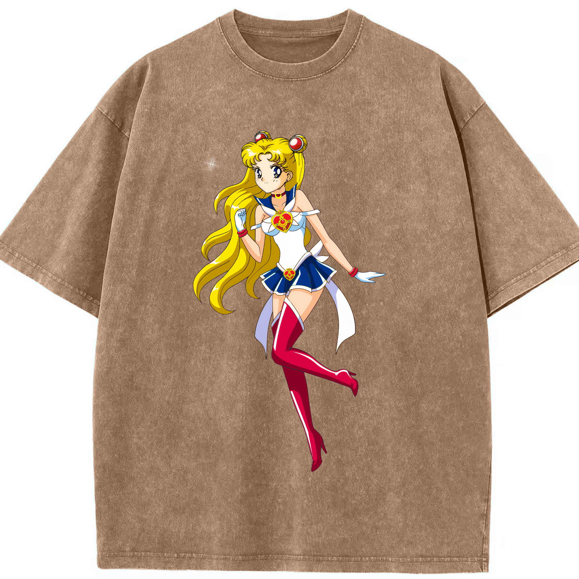 （画像用） 美少女戦士セーラームーン 月野 うさぎ つきの うさぎ Sailor Moon Tsukino Usagi 綿100% ヴィンテージ風 半袖Tシャツ（フロントプリント）