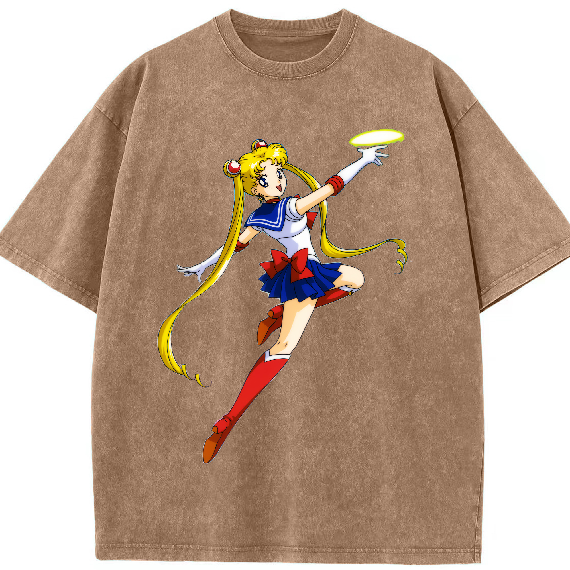 （画像用） 美少女戦士セーラームーン 月野 うさぎ つきの うさぎ Sailor Moon Tsukino Usagi 綿100% ヴィンテージ風 半袖Tシャツ（フロントプリント）