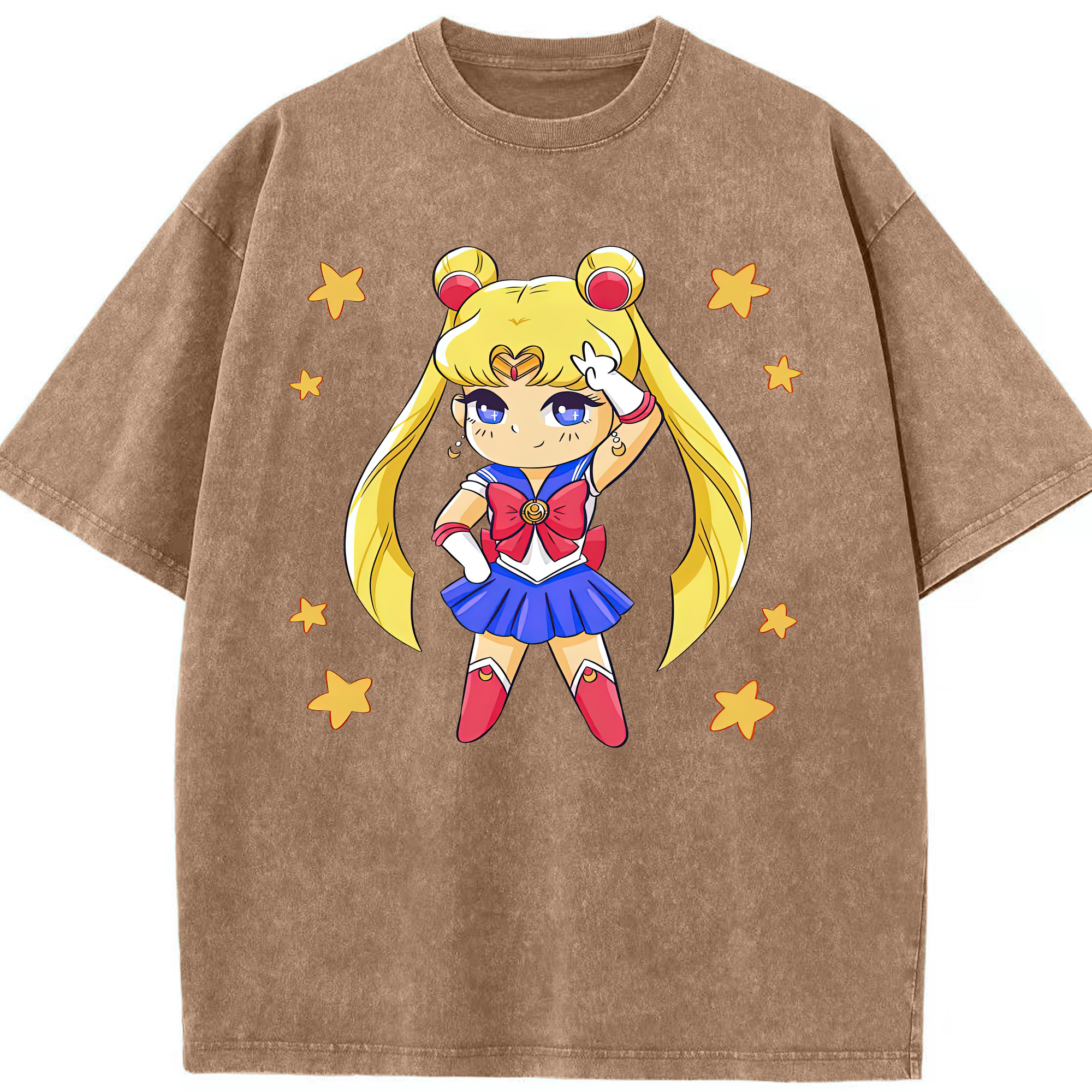 （画像用） 美少女戦士セーラームーン 月野 うさぎ つきの うさぎ Sailor Moon Tsukino Usagi 綿100% ヴィンテージ風 半袖Tシャツ（フロントプリント）
