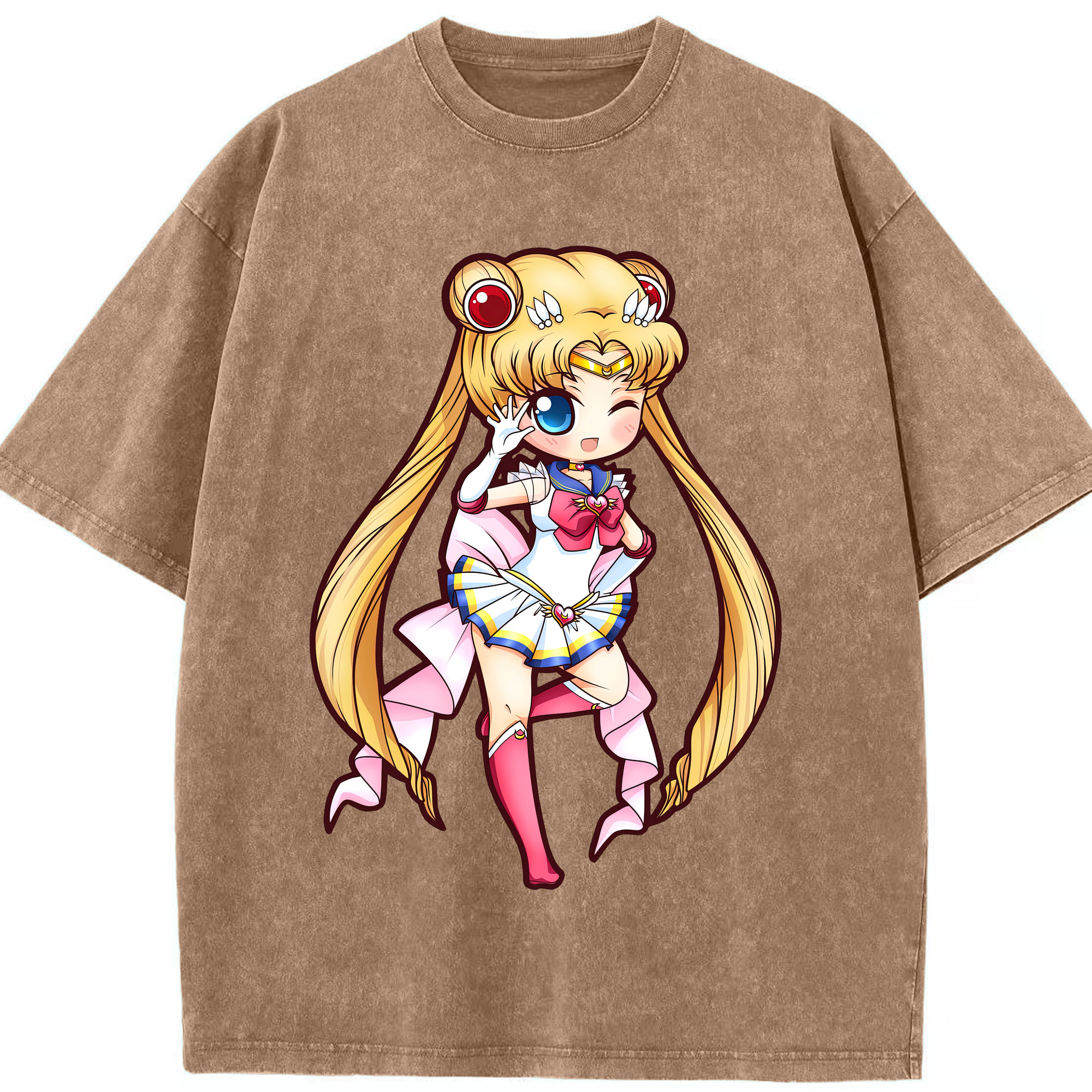 （画像用） 美少女戦士セーラームーン 月野 うさぎ つきの うさぎ Sailor Moon Tsukino Usagi 綿100% ヴィンテージ風 半袖Tシャツ（フロントプリント）
