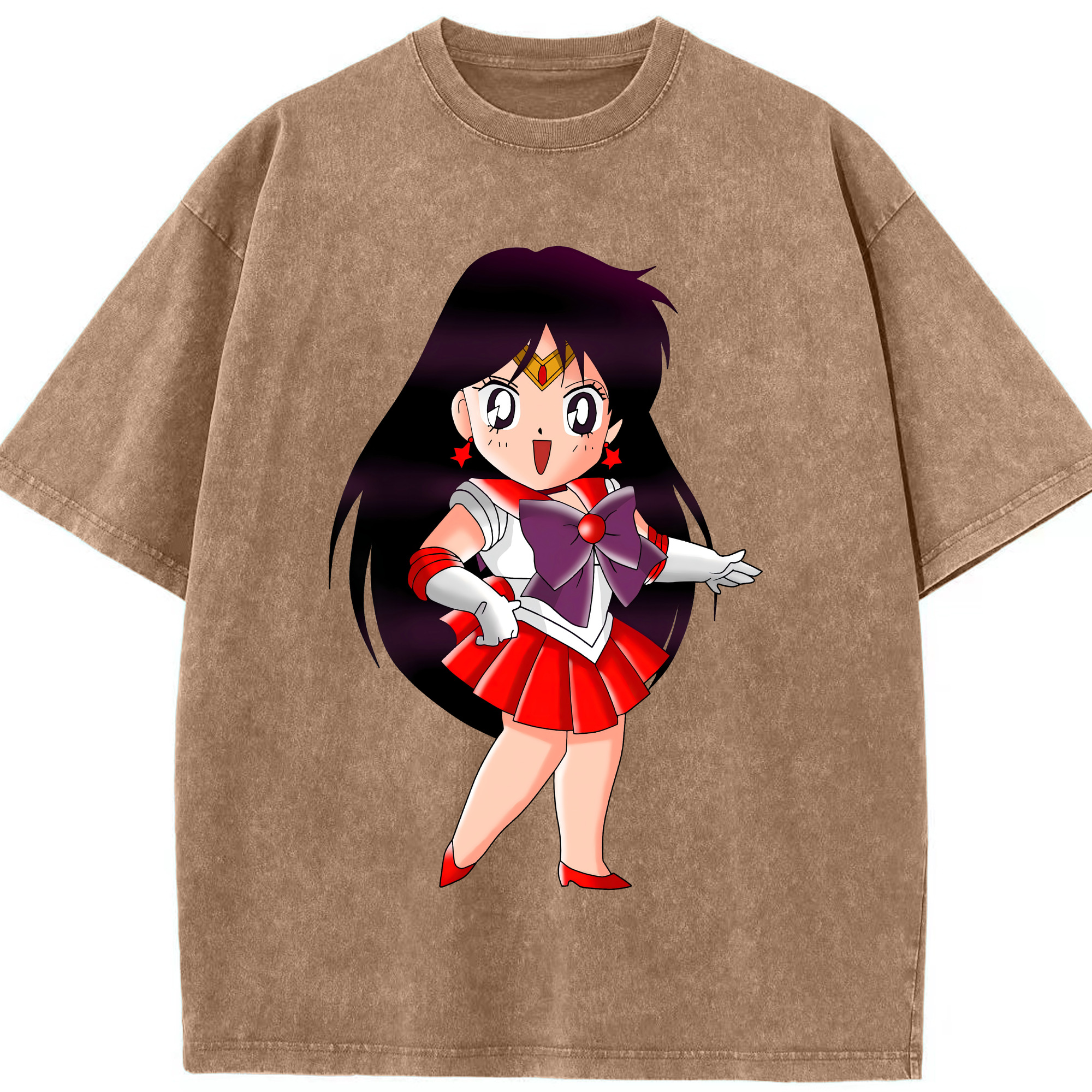 （画像用） 美少女戦士セーラームーン 火野レイ ひの レイ Sailor Moon Hino Rei （セーラーマーズ,Sailor Mars） 綿100% ヴィンテージ風 半袖Tシャツ（フロントプリント）