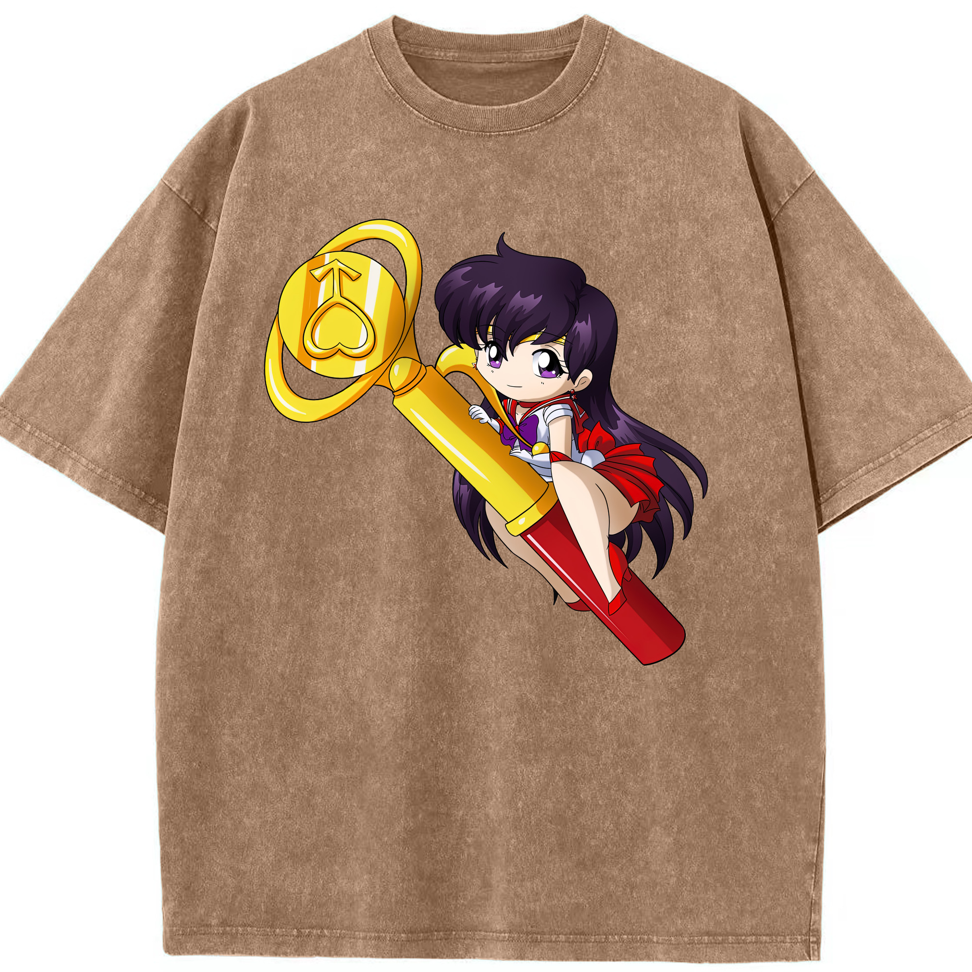 （画像用） 美少女戦士セーラームーン 火野レイ ひの レイ Sailor Moon Hino Rei （セーラーマーズ,Sailor Mars） 綿100% ヴィンテージ風 半袖Tシャツ（フロントプリント）