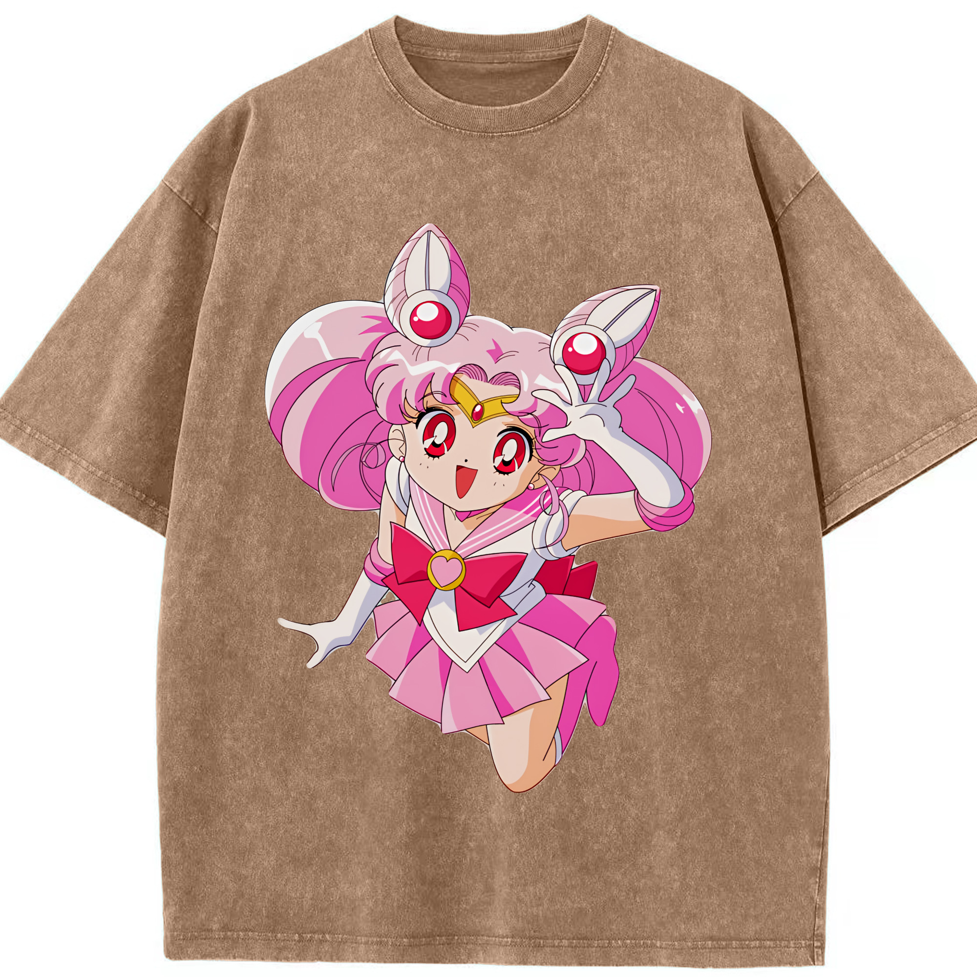 （画像用） 美少女戦士セーラームーン ちびうさ Sailor Moon Chibiusa Tsukino Usagi Small Lady Serenity 綿100% ヴィンテージ風 半袖Tシャツ（フロントプリント）