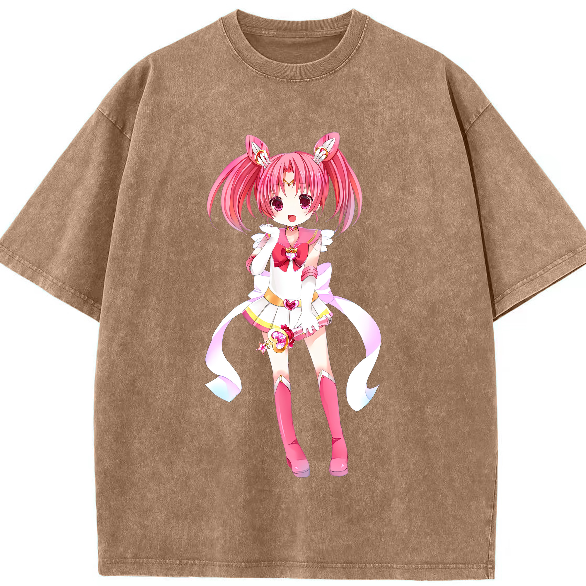 （画像用） 美少女戦士セーラームーン ちびうさ Sailor Moon Chibiusa Tsukino Usagi Small Lady Serenity 綿100% ヴィンテージ風 半袖Tシャツ（フロントプリント）