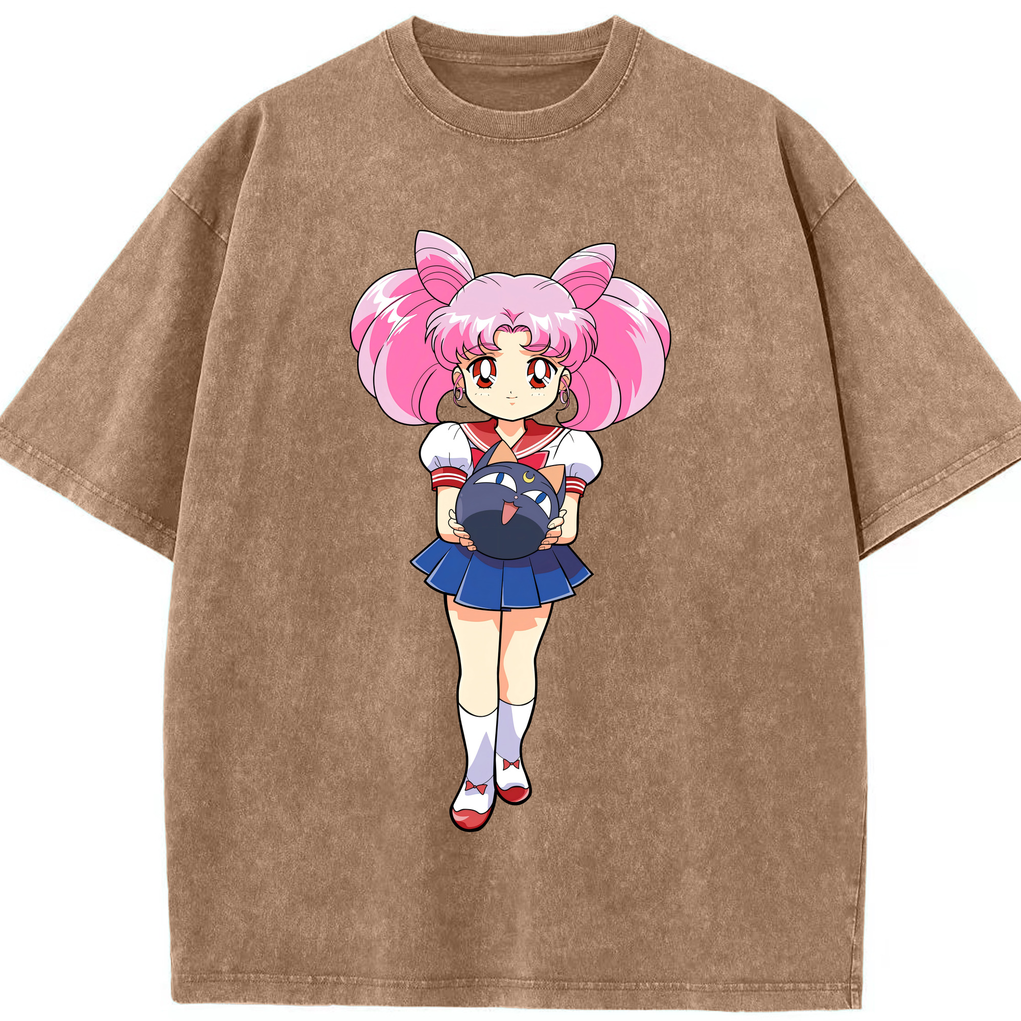 （画像用） 美少女戦士セーラームーン ちびうさ Sailor Moon Chibiusa Tsukino Usagi Small Lady Serenity 綿100% ヴィンテージ風 半袖Tシャツ（フロントプリント）