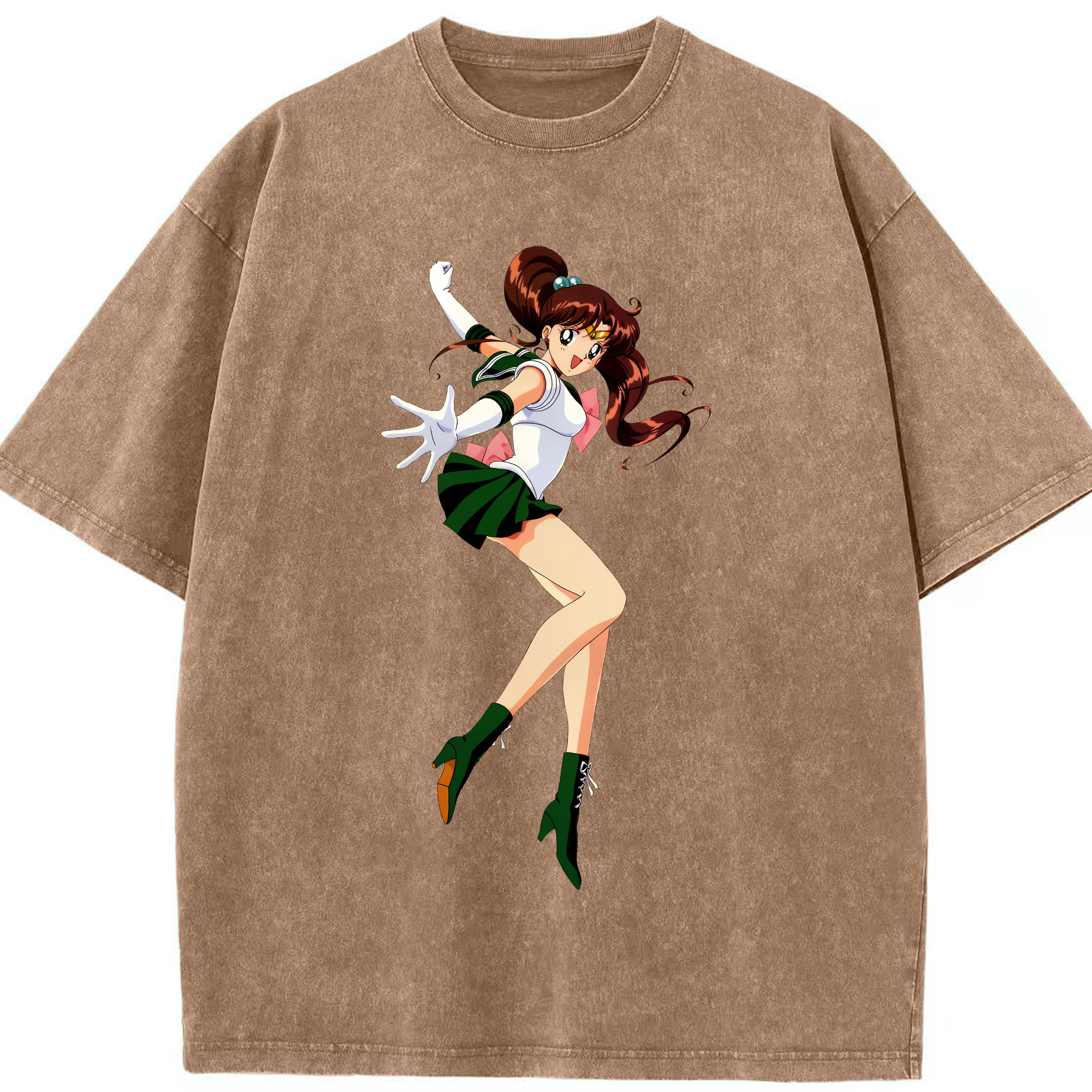 （画像用） 美少女戦士セーラームーン 木野 まこと きの まこと Sailor Moon Kino Makoto （セーラージュピター；Sailor Jupiter） 綿100% ヴィンテージ風 半袖Tシャツ（フロントプリント）
