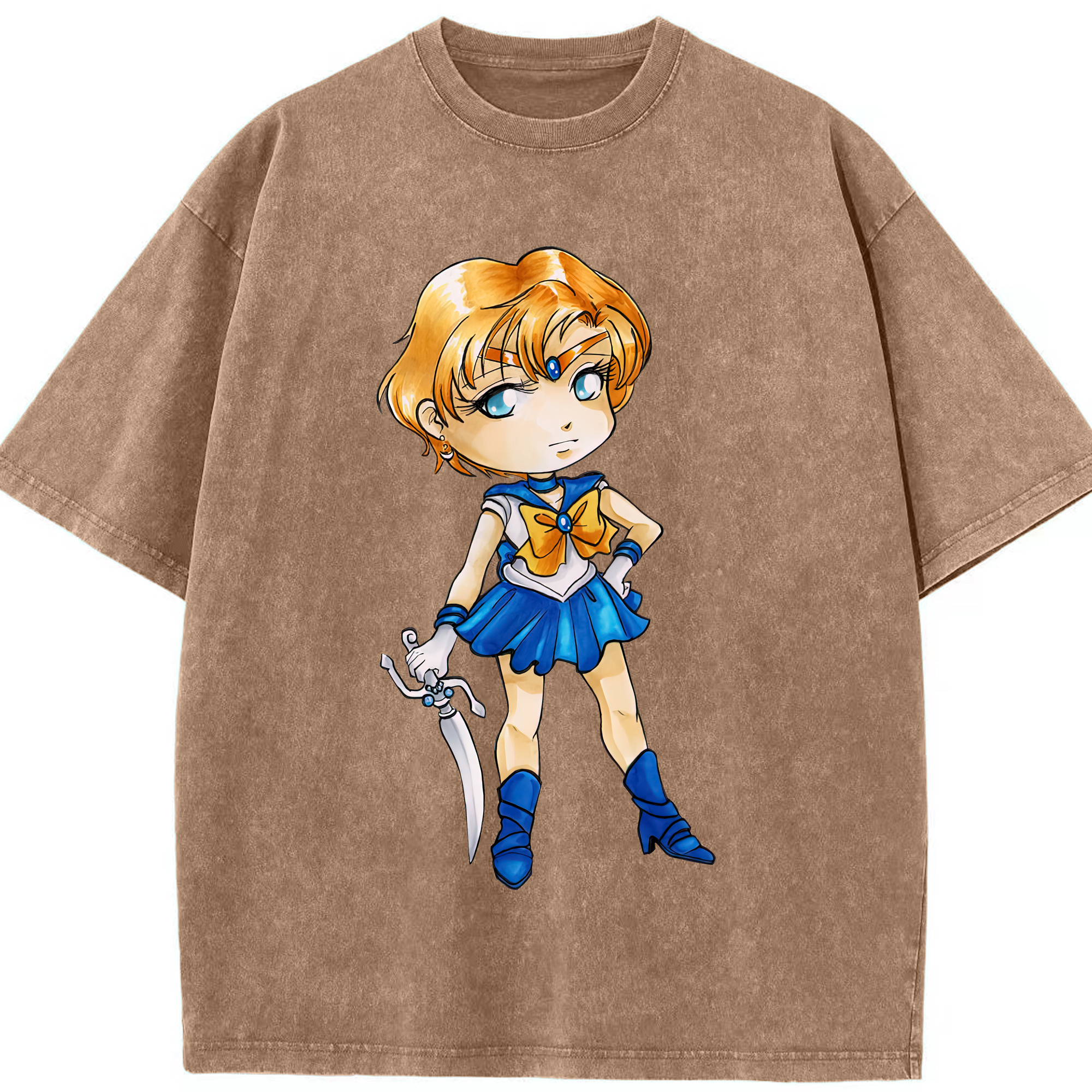 （画像用） 美少女戦士セーラームーン 天王はるか Sailor Moon Tenoh Haruka 綿100% ヴィンテージ風 半袖Tシャツ（フロントプリント）