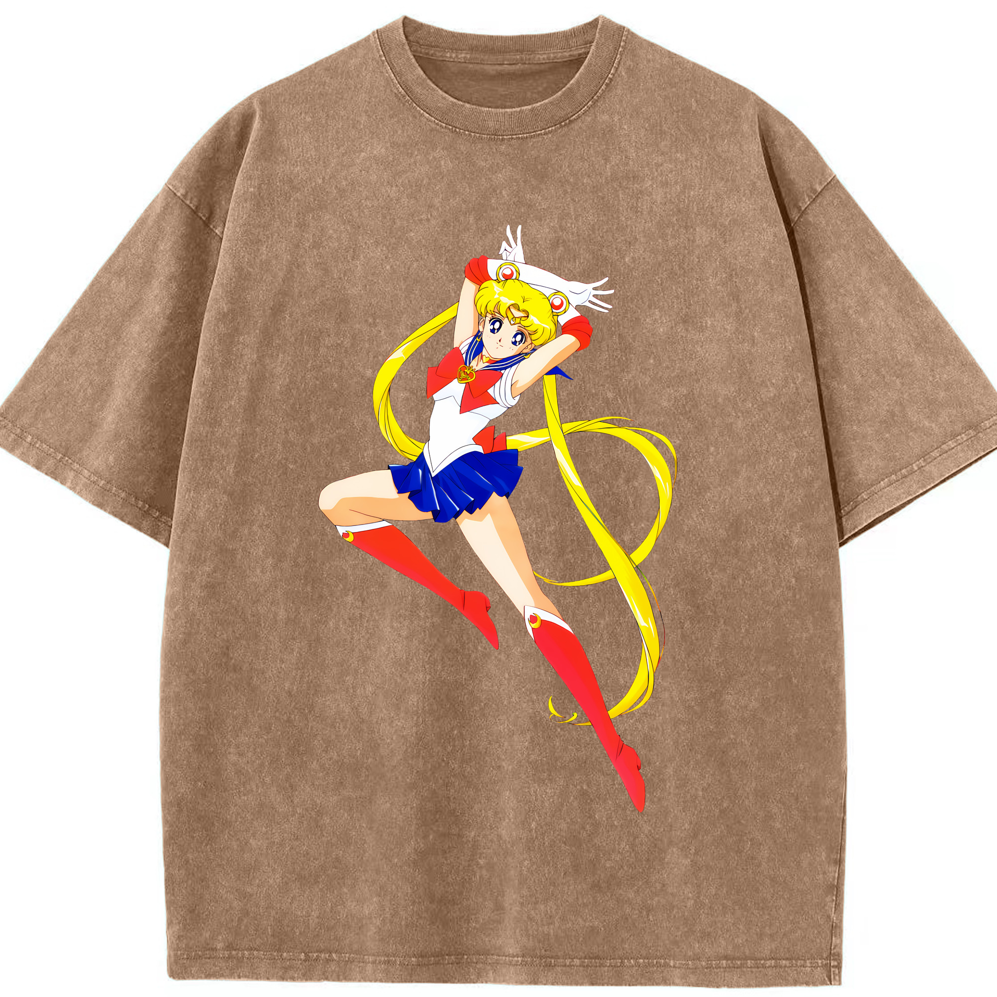（画像用） 美少女戦士セーラームーン 月野 うさぎ つきの うさぎ Sailor Moon Tsukino Usagi 綿100% ヴィンテージ風 半袖Tシャツ（フロントプリント）