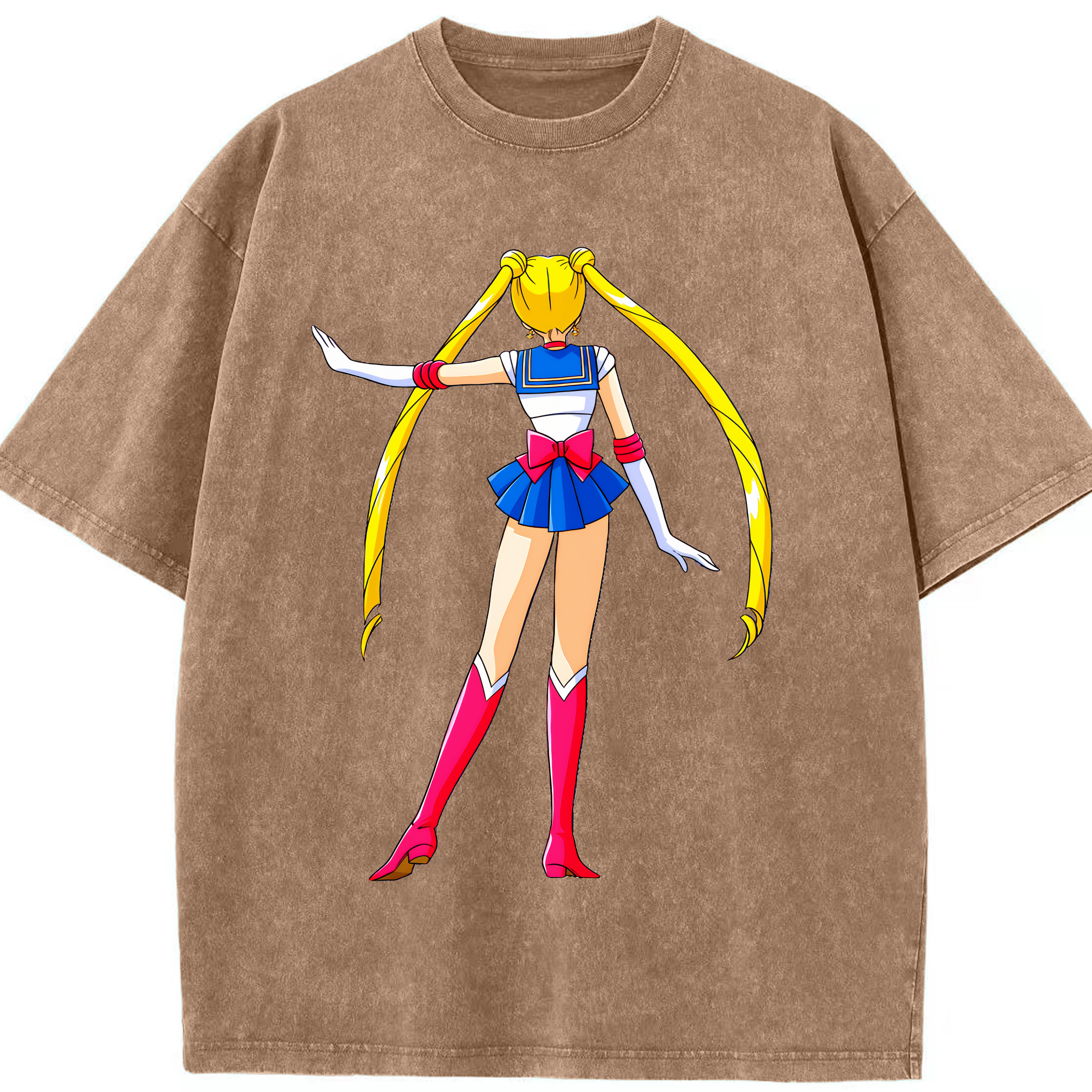 （画像用） 美少女戦士セーラームーン 月野 うさぎ つきの うさぎ Sailor Moon Tsukino Usagi 綿100% ヴィンテージ風 半袖Tシャツ（フロントプリント）