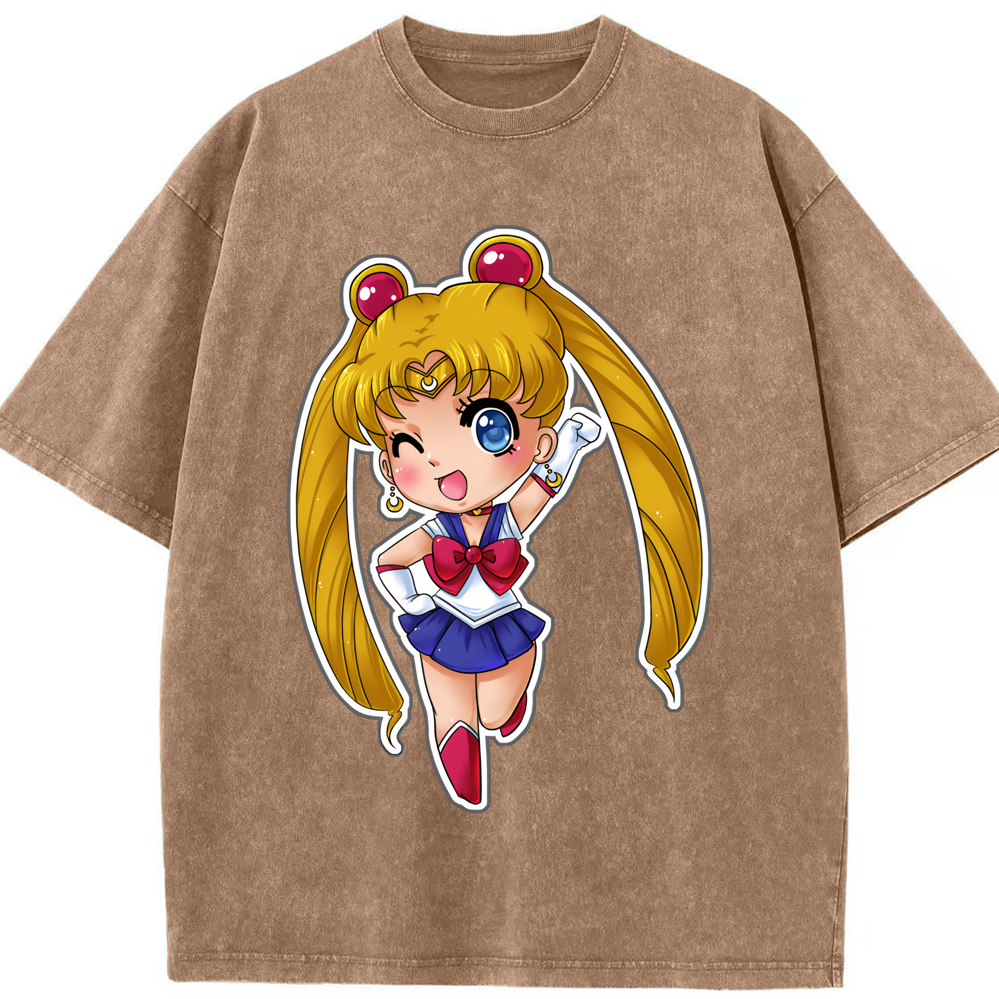 （画像用） 美少女戦士セーラームーン 月野 うさぎ つきの うさぎ Sailor Moon Tsukino Usagi 綿100% ヴィンテージ風 半袖Tシャツ（フロントプリント）
