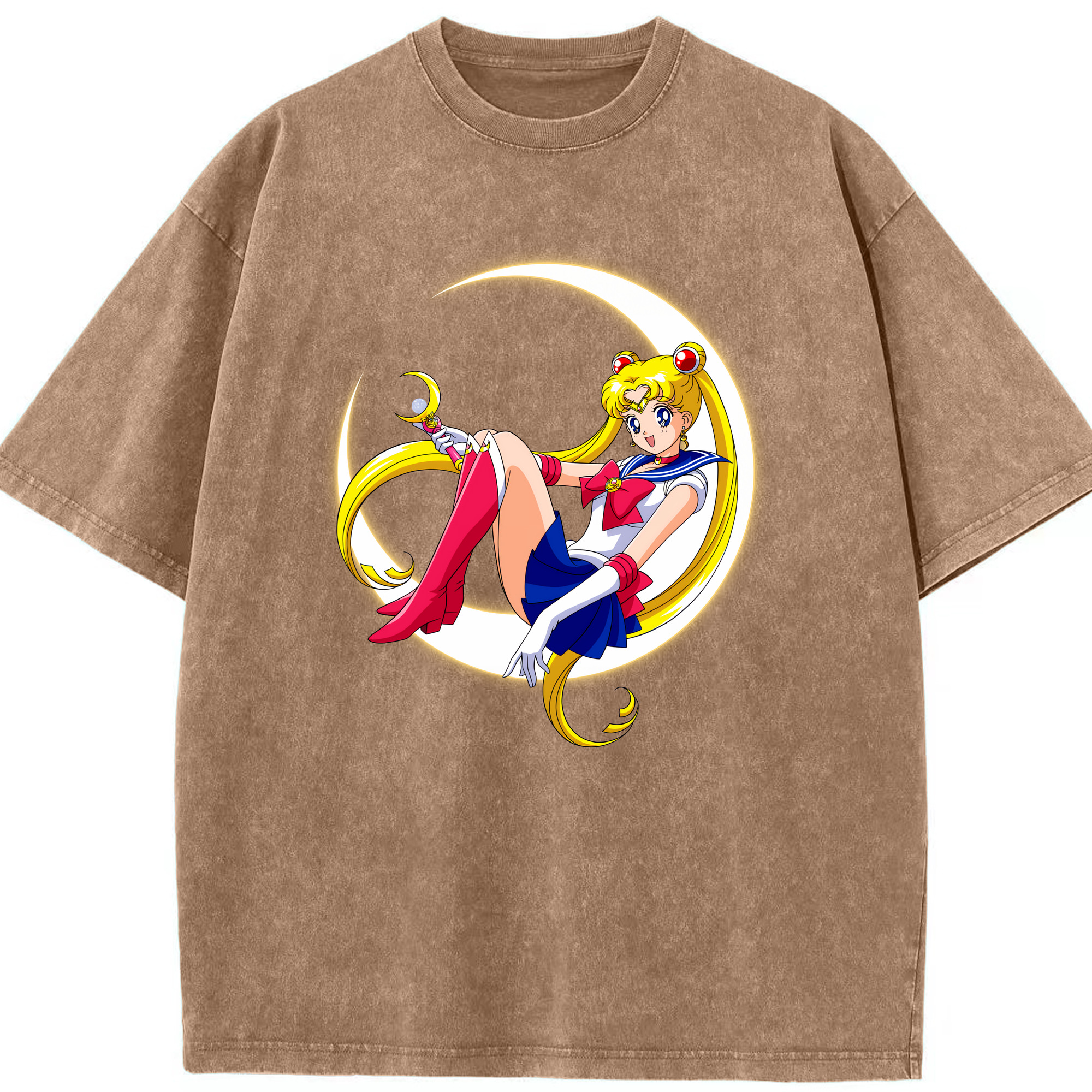 （画像用） 美少女戦士セーラームーン 月野 うさぎ つきの うさぎ Sailor Moon Tsukino Usagi 綿100% ヴィンテージ風 半袖Tシャツ（フロントプリント）