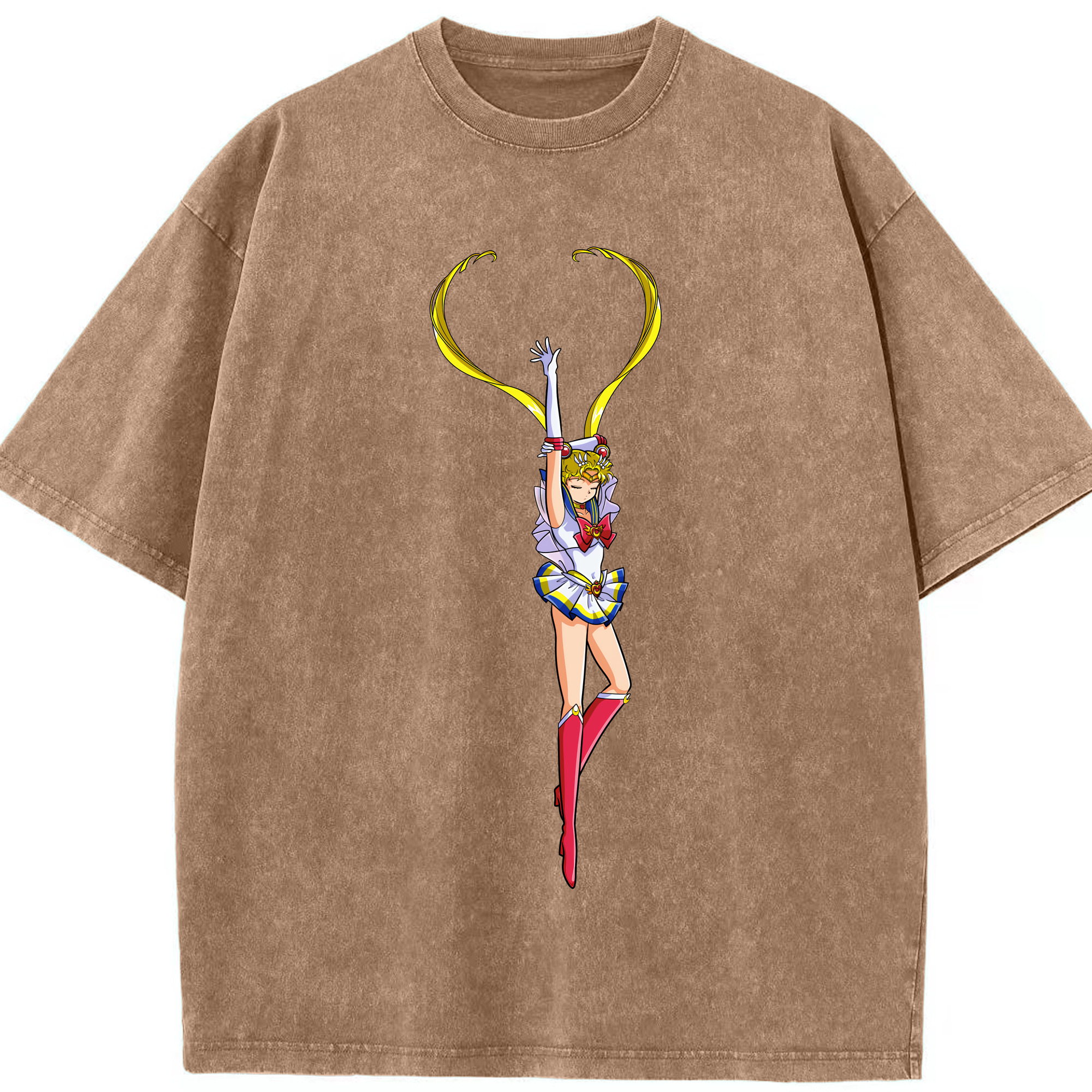 （画像用） 美少女戦士セーラームーン 月野 うさぎ つきの うさぎ Sailor Moon Tsukino Usagi 綿100% ヴィンテージ風 半袖Tシャツ（フロントプリント）