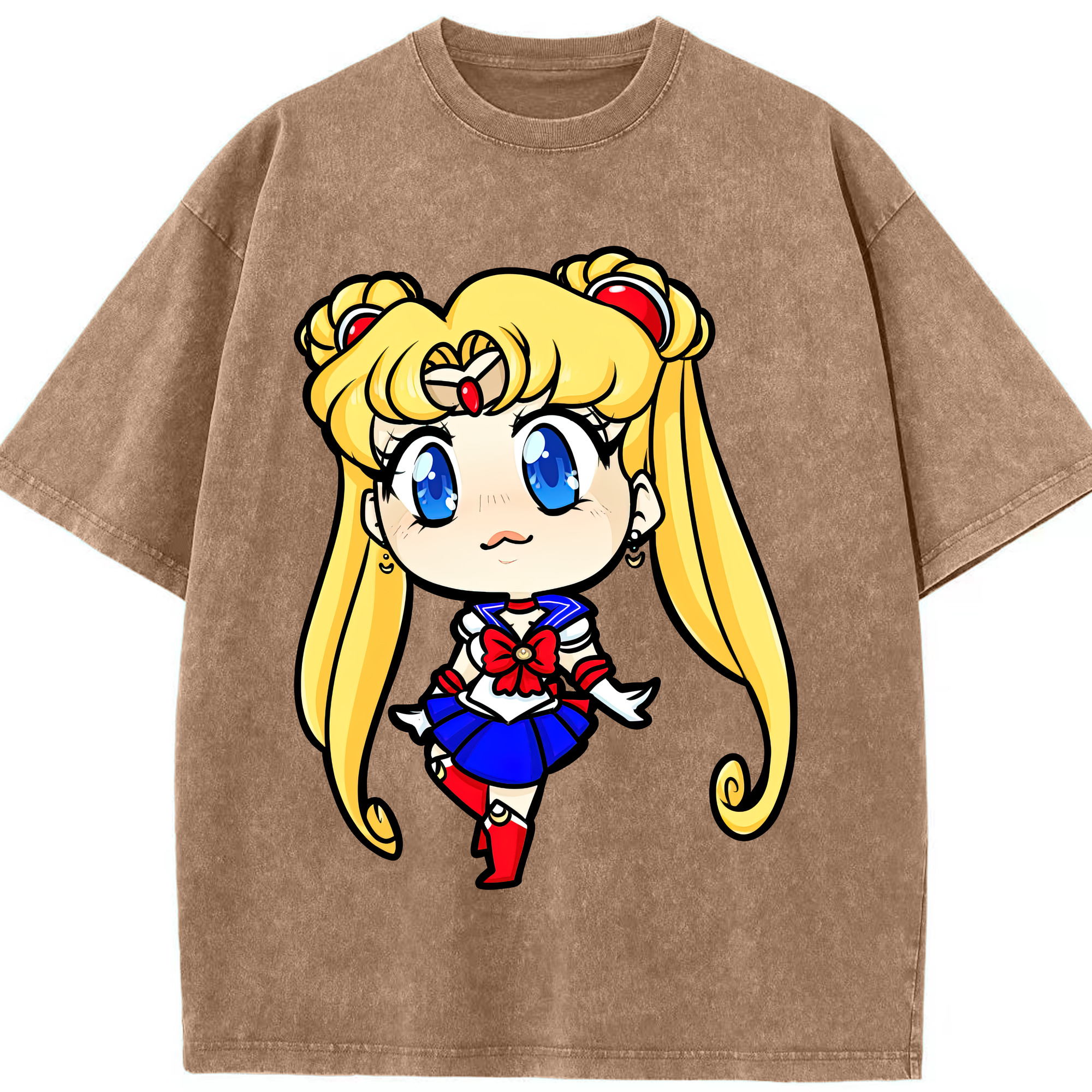 （画像用） 美少女戦士セーラームーン 月野 うさぎ つきの うさぎ Sailor Moon Tsukino Usagi 綿100% ヴィンテージ風 半袖Tシャツ（フロントプリント）