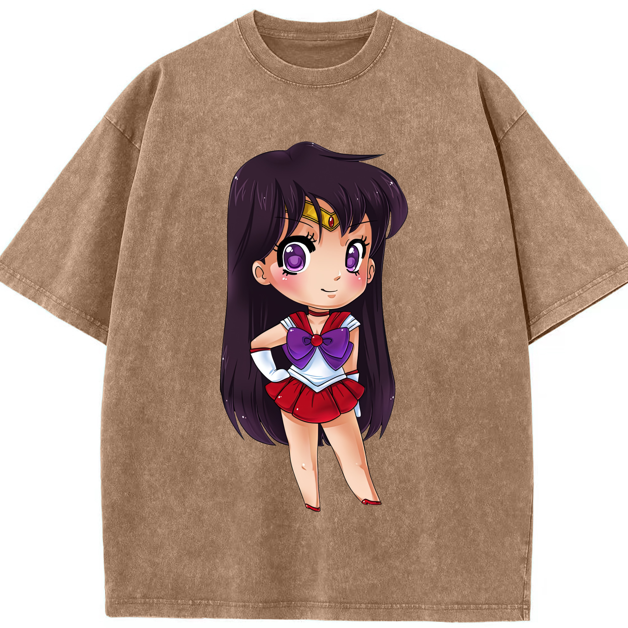 （画像用） 美少女戦士セーラームーン 火野レイ ひの レイ Sailor Moon Hino Rei （セーラーマーズ,Sailor Mars） 綿100% ヴィンテージ風 半袖Tシャツ（フロントプリント）