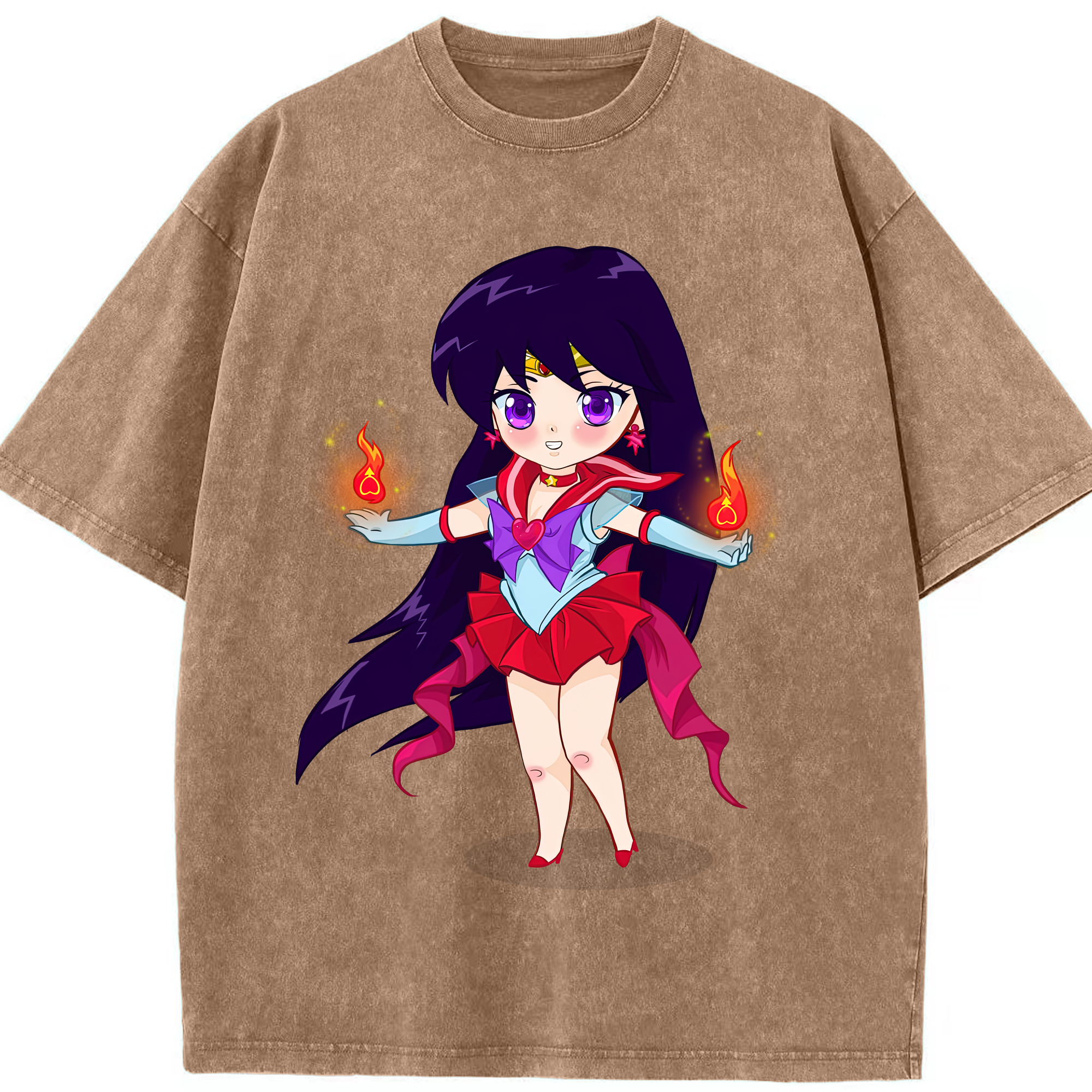 （画像用） 美少女戦士セーラームーン 火野レイ ひの レイ Sailor Moon Hino Rei （セーラーマーズ,Sailor Mars） 綿100% ヴィンテージ風 半袖Tシャツ（フロントプリント）