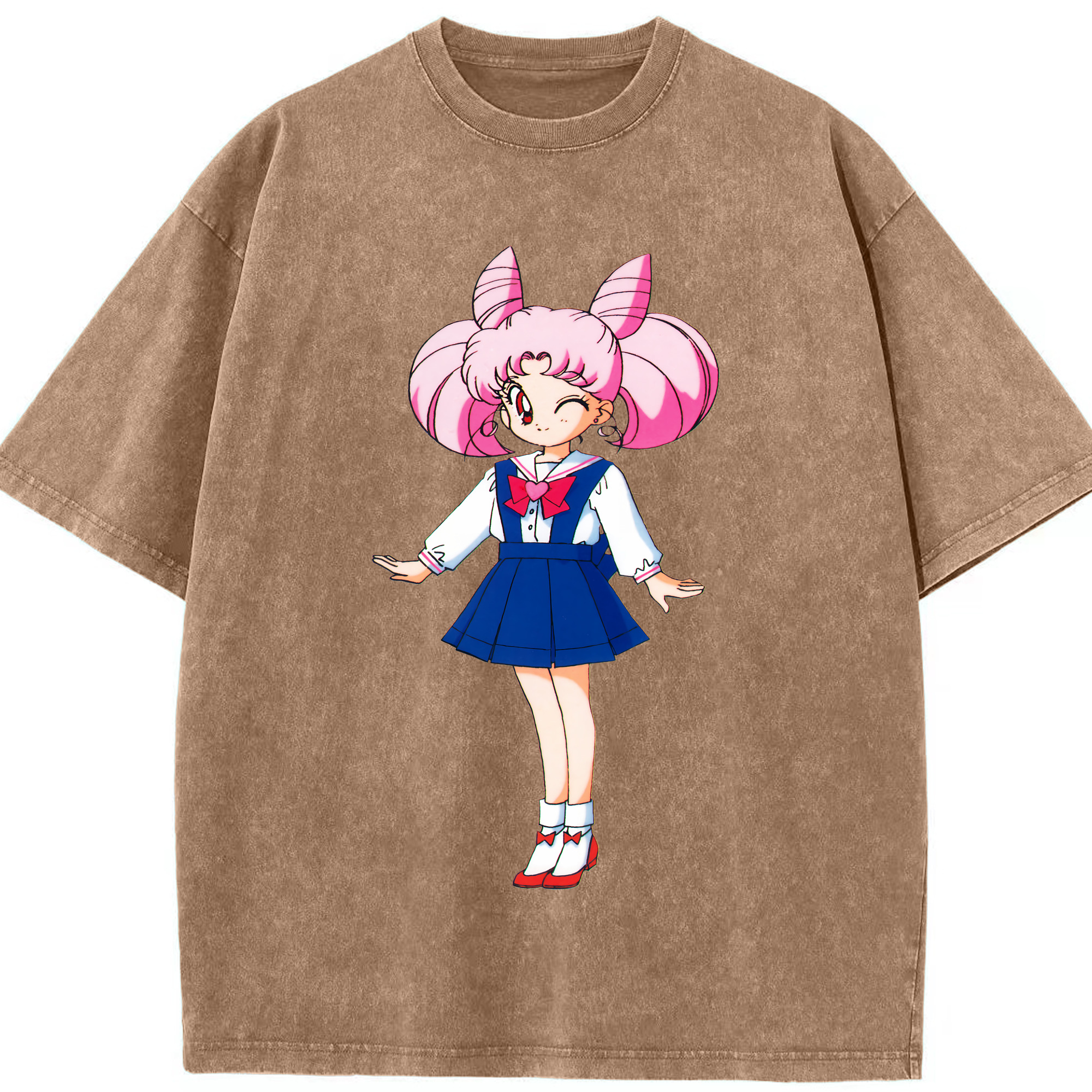 （画像用） 美少女戦士セーラームーン ちびうさ Sailor Moon Chibiusa Tsukino Usagi Small Lady Serenity 綿100% ヴィンテージ風 半袖Tシャツ（フロントプリント）