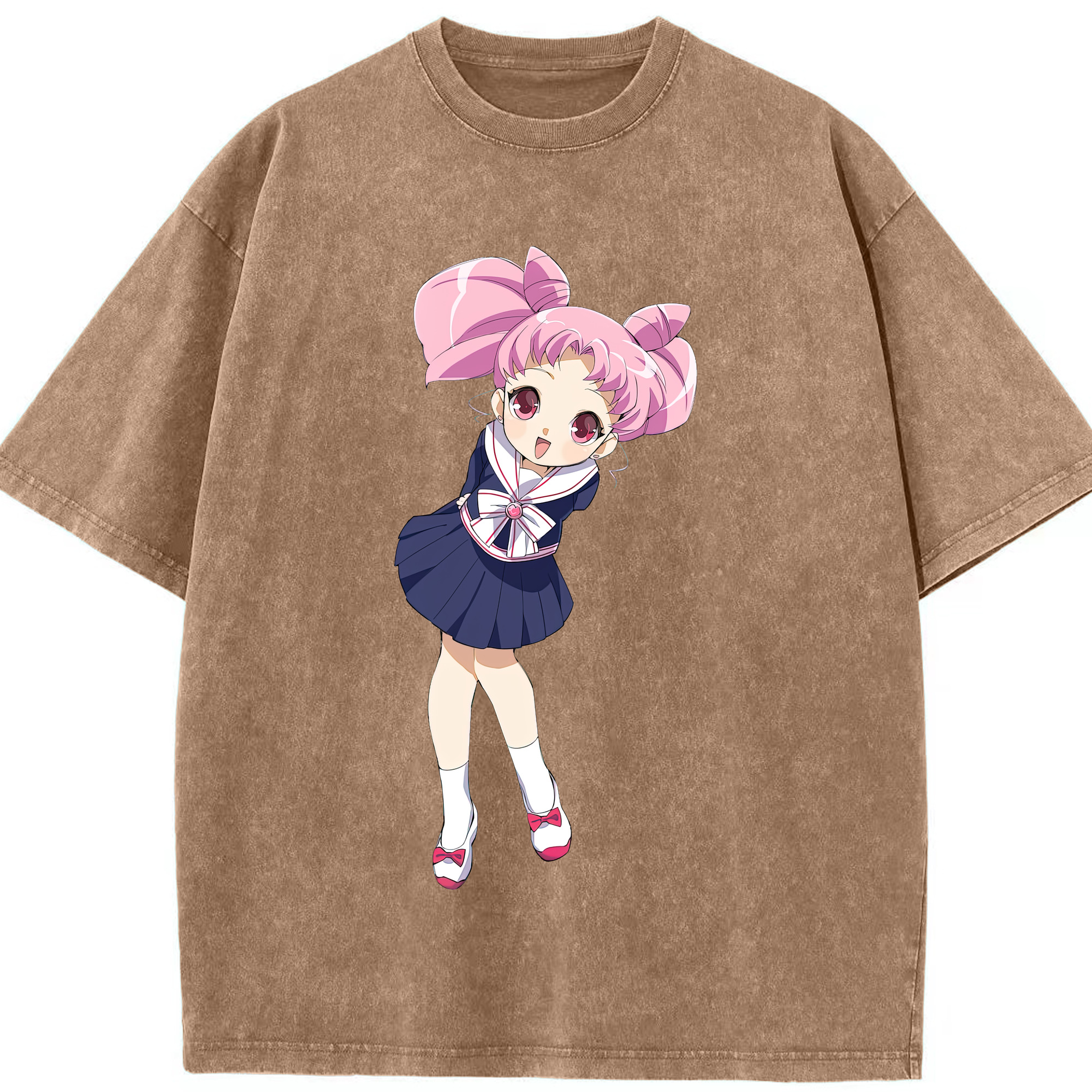 （画像用） 美少女戦士セーラームーン ちびうさ Sailor Moon Chibiusa Tsukino Usagi Small Lady Serenity 綿100% ヴィンテージ風 半袖Tシャツ（フロントプリント）