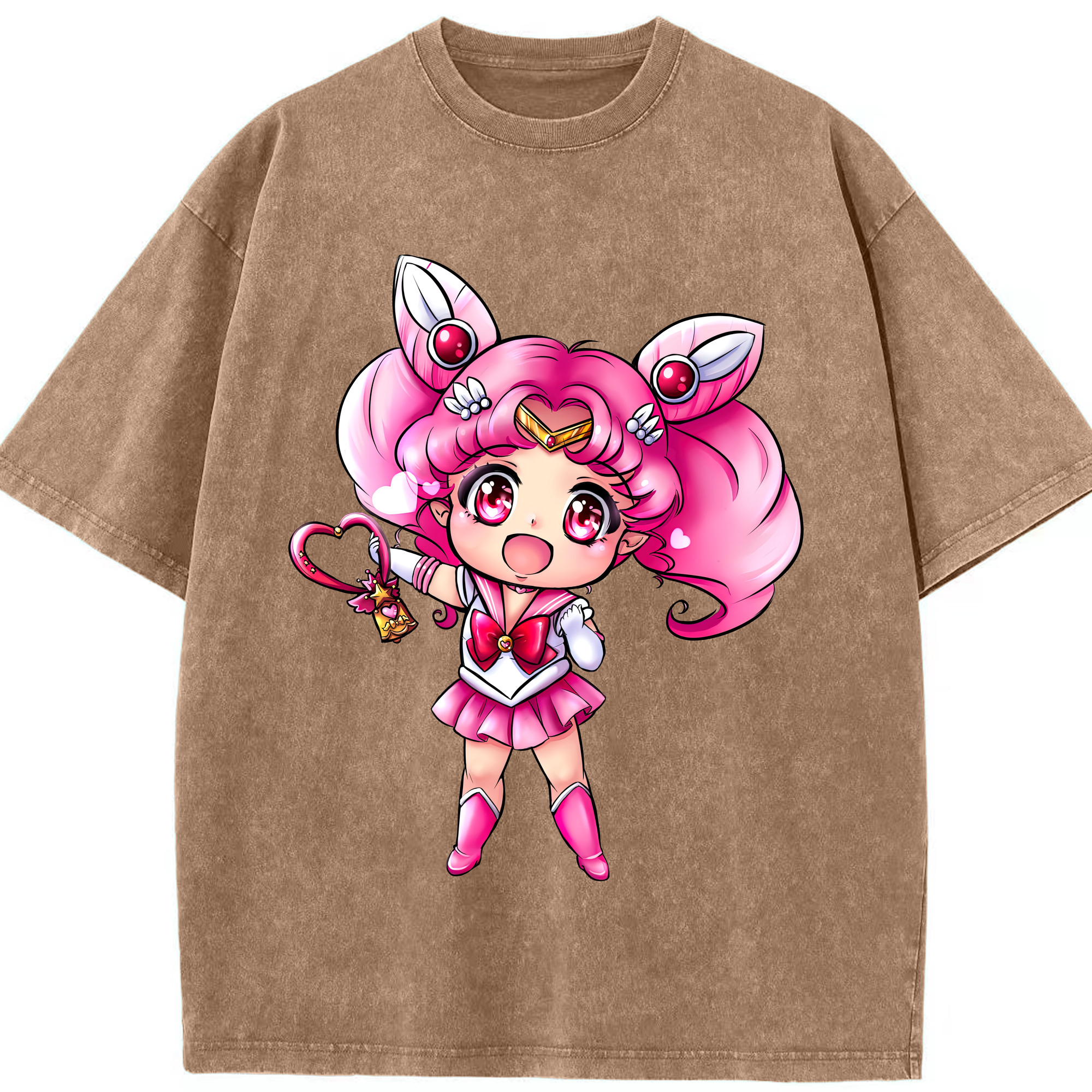 （画像用） 美少女戦士セーラームーン ちびうさ Sailor Moon Chibiusa Tsukino Usagi Small Lady Serenity 綿100% ヴィンテージ風 半袖Tシャツ（フロントプリント）