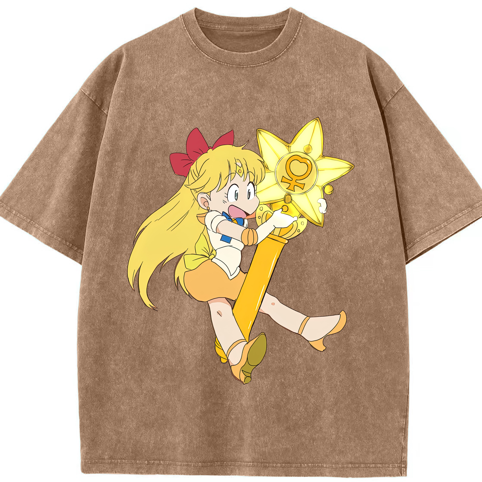 （画像用） 美少女戦士セーラームーン 愛野 美奈子 あいの みなこ Sailor Moon Aino Minako 綿100% ヴィンテージ風 半袖Tシャツ（フロントプリント）