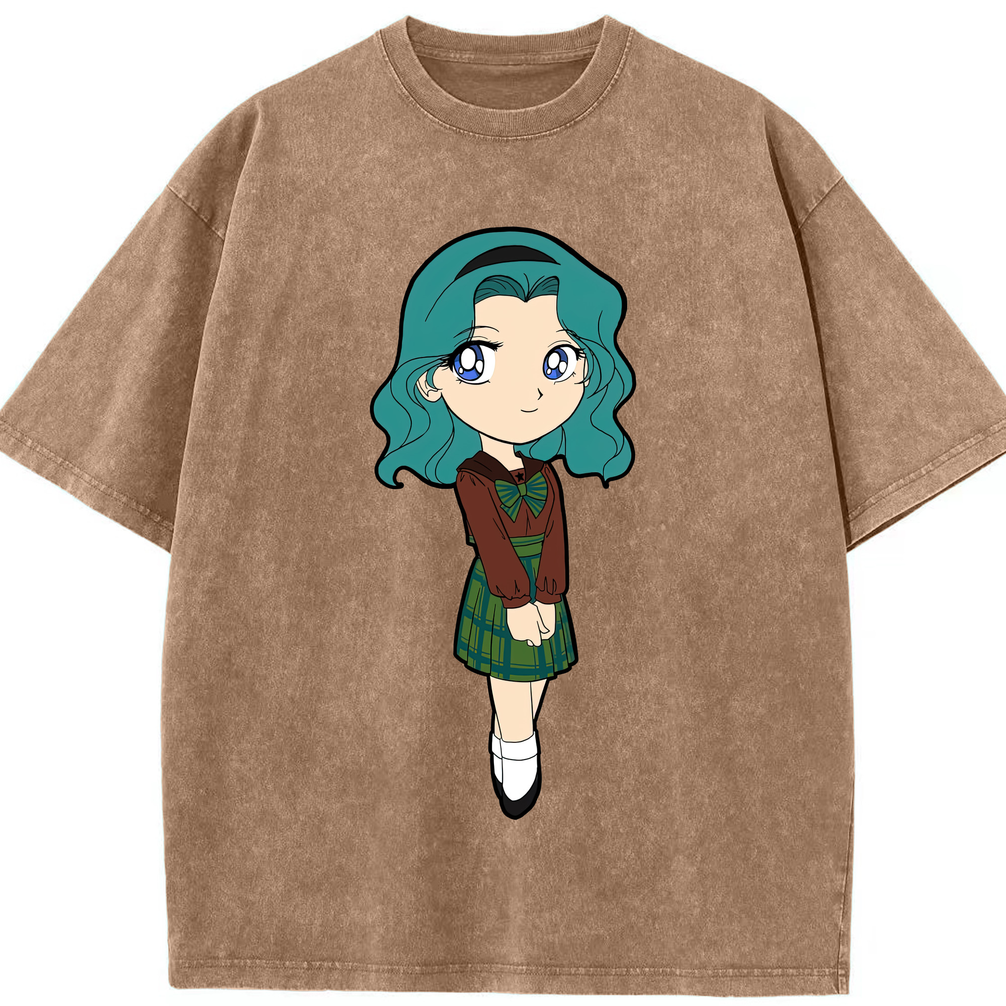 （画像用） 美少女戦士セーラームーン 海王 みちる（かいおう みちる） Sailor Moon Kaiou Michiru 綿100% ヴィンテージ風 半袖Tシャツ（フロントプリント）