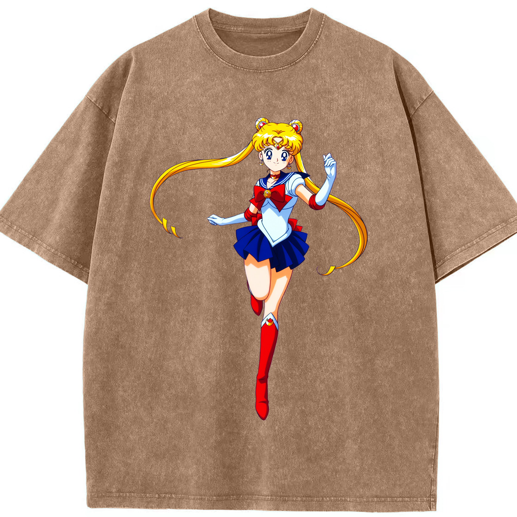 （画像用） 美少女戦士セーラームーン 月野 うさぎ つきの うさぎ Sailor Moon Tsukino Usagi 綿100% ヴィンテージ風 半袖Tシャツ（フロントプリント）