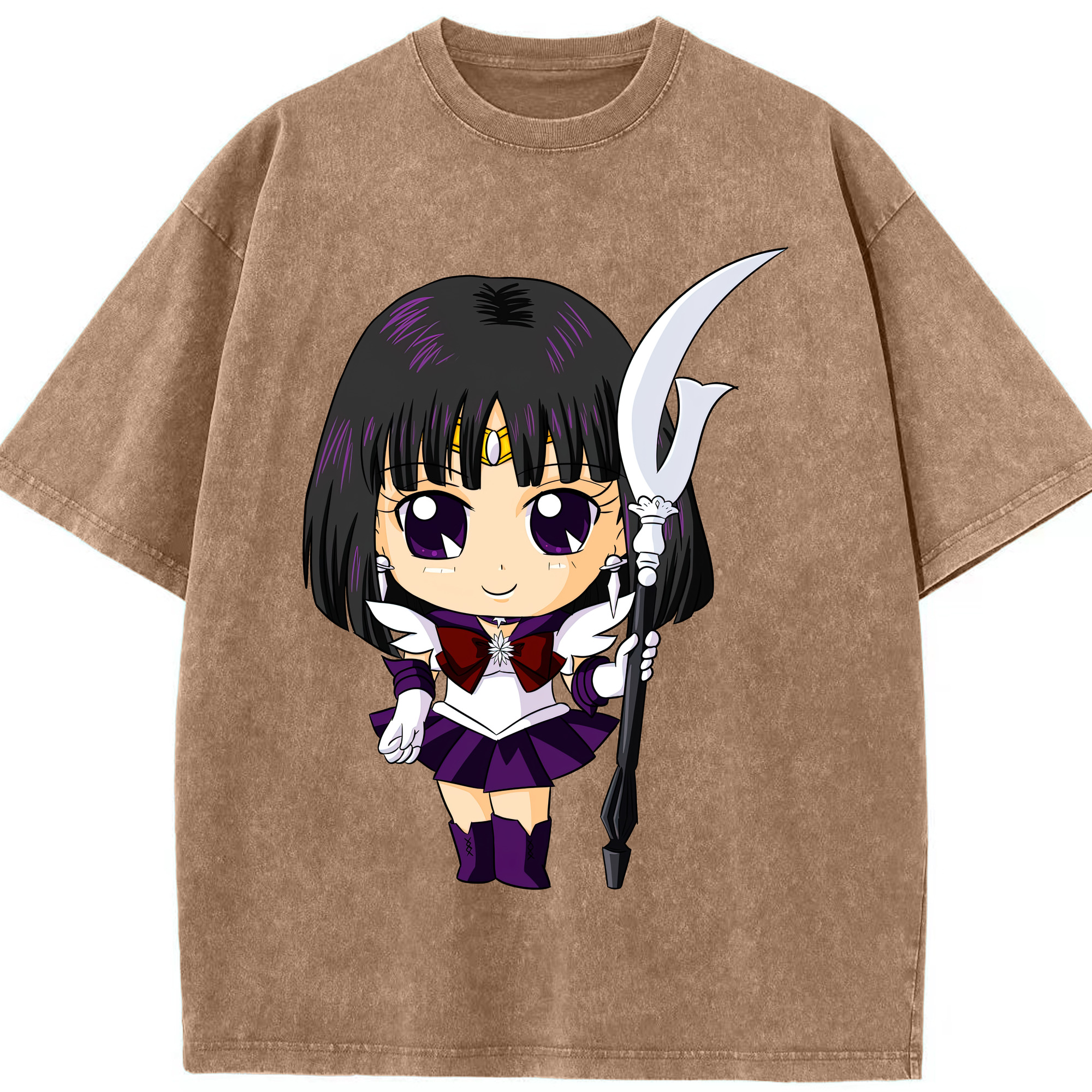（画像用） 美少女戦士セーラームーン 土萠ほたる Sailor Moon Tomoe Hotaru （セーラーサターン；Sailor Saturn） 綿100% ヴィンテージ風 半袖Tシャツ（フロントプリント）