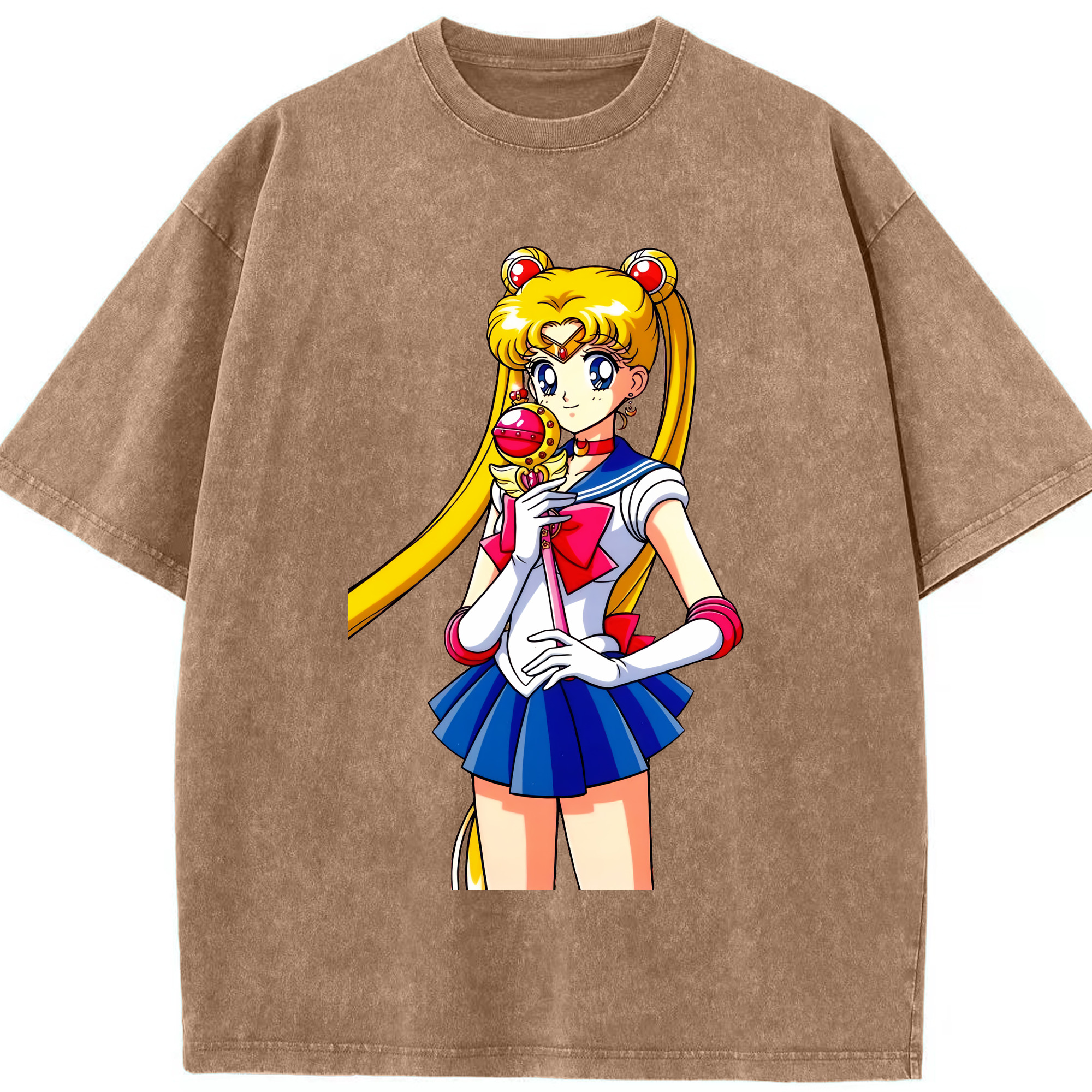 （画像用） 美少女戦士セーラームーン 月野 うさぎ つきの うさぎ Sailor Moon Tsukino Usagi 綿100% ヴィンテージ風 半袖Tシャツ（フロントプリント）