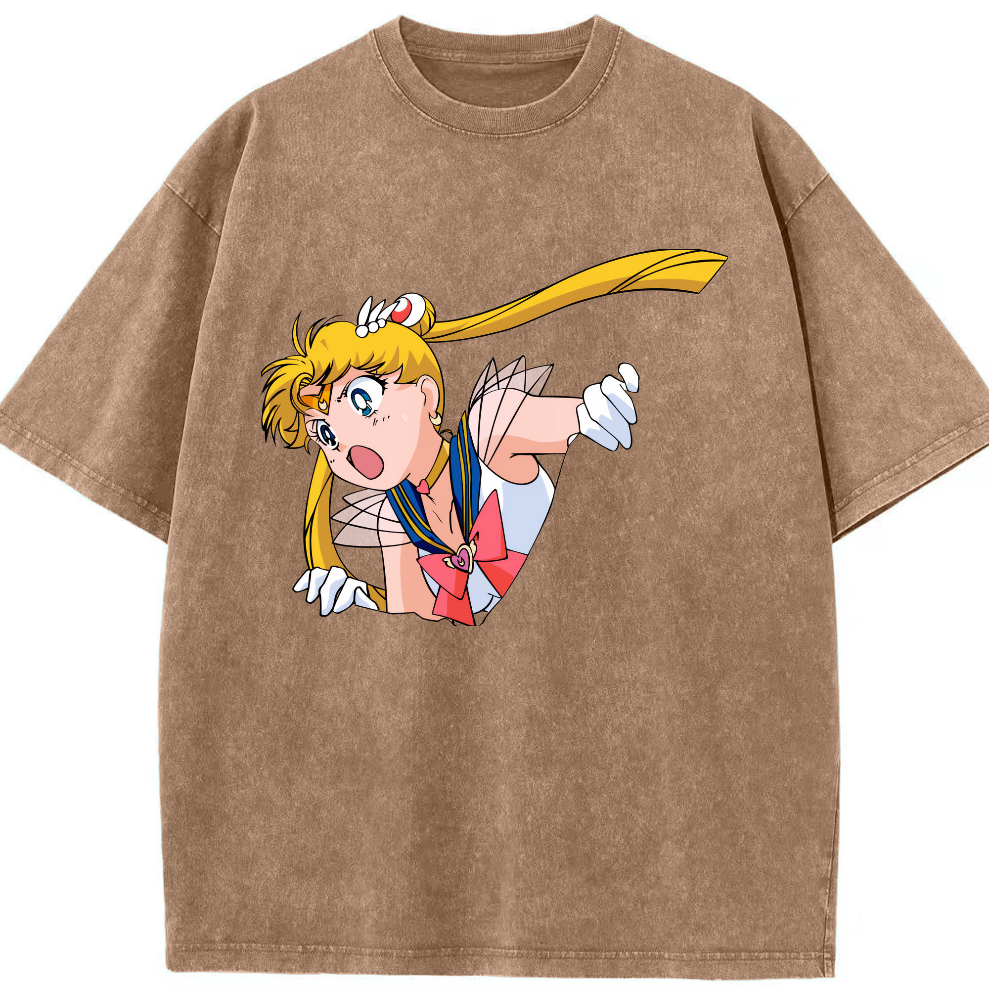 （画像用） 美少女戦士セーラームーン 月野 うさぎ つきの うさぎ Sailor Moon Tsukino Usagi 綿100% ヴィンテージ風 半袖Tシャツ（フロントプリント）