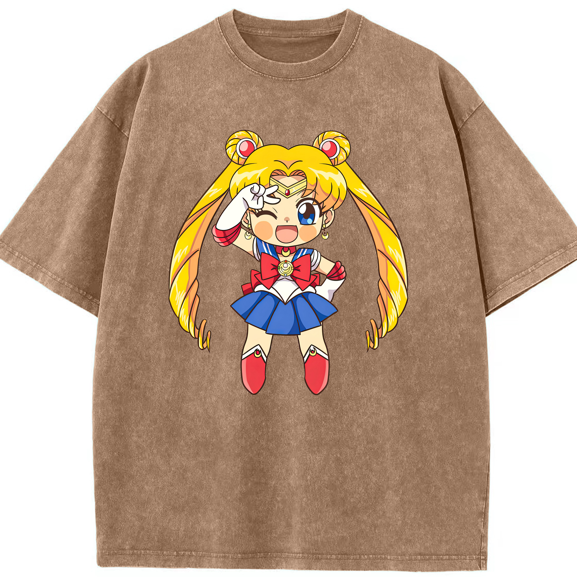 （画像用） 美少女戦士セーラームーン 月野 うさぎ つきの うさぎ Sailor Moon Tsukino Usagi 綿100% ヴィンテージ風 半袖Tシャツ（フロントプリント）