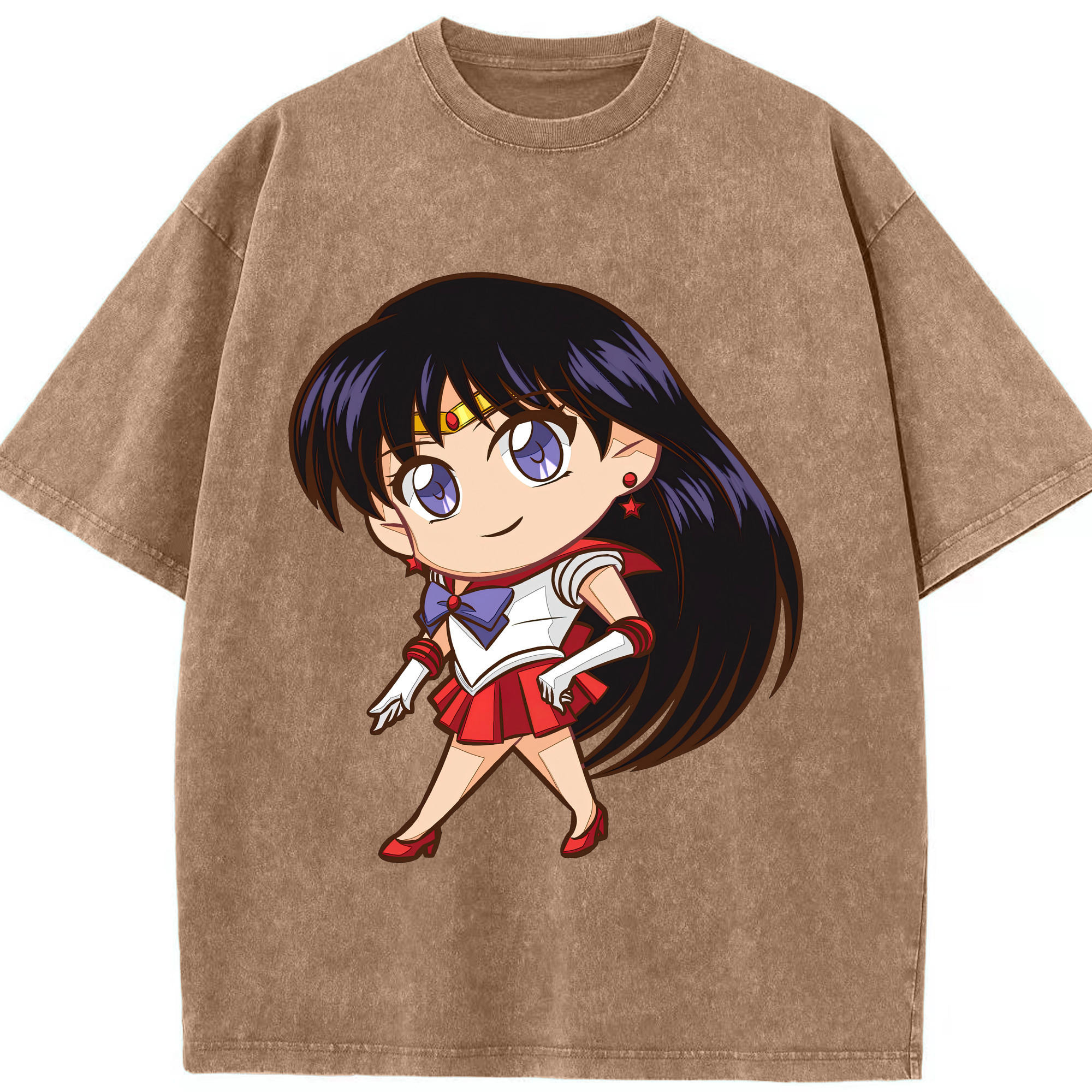 （画像用） 美少女戦士セーラームーン 火野レイ ひの レイ Sailor Moon Hino Rei （セーラーマーズ,Sailor Mars） 綿100% ヴィンテージ風 半袖Tシャツ（フロントプリント）
