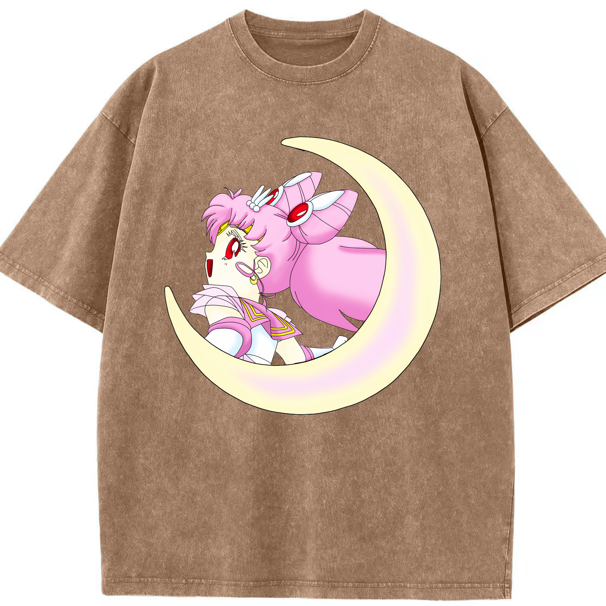 （画像用） 美少女戦士セーラームーン ちびうさ Sailor Moon Chibiusa Tsukino Usagi Small Lady Serenity 綿100% ヴィンテージ風 半袖Tシャツ（フロントプリント）