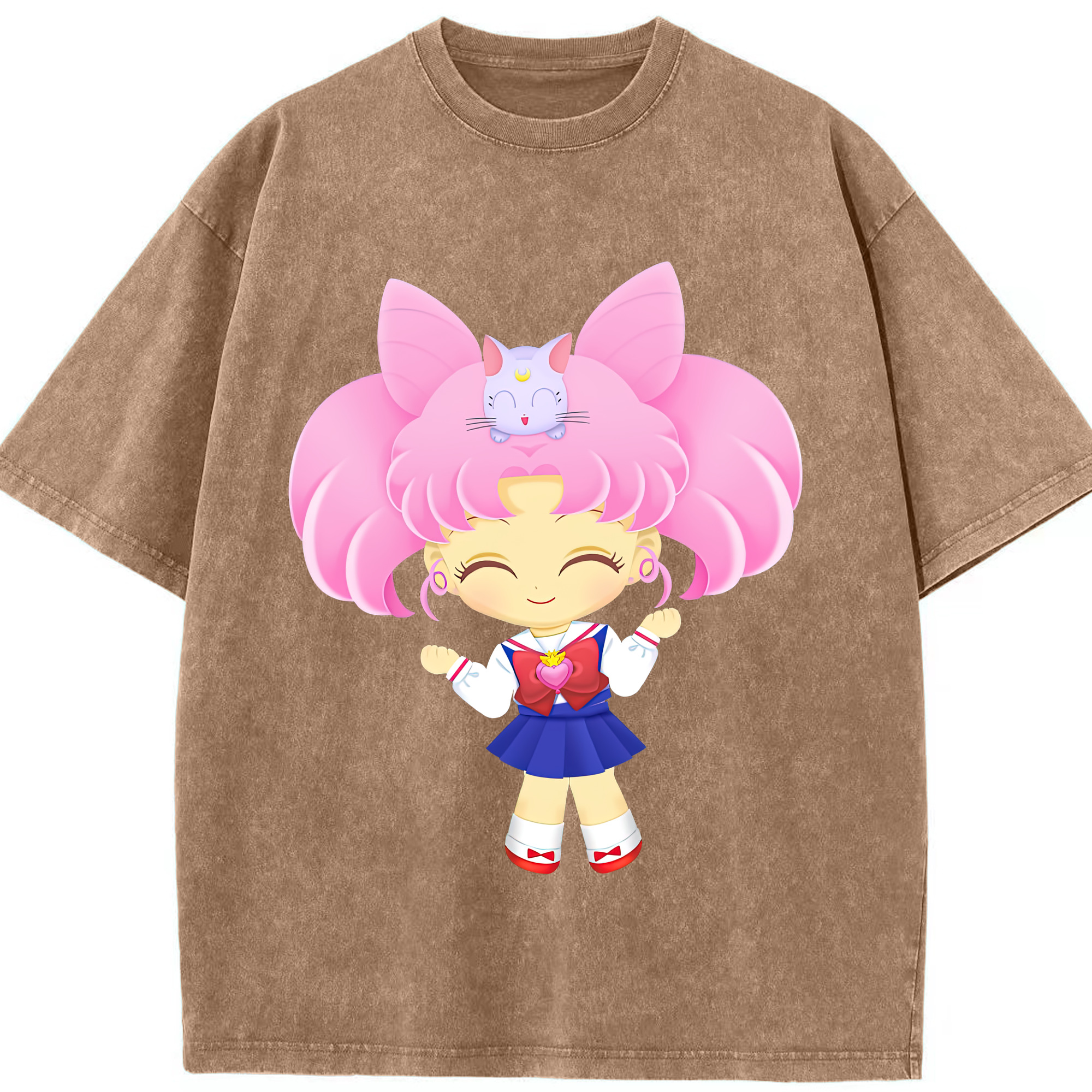 （画像用） 美少女戦士セーラームーン ちびうさ Sailor Moon Chibiusa Tsukino Usagi Small Lady Serenity 綿100% ヴィンテージ風 半袖Tシャツ（フロントプリント）