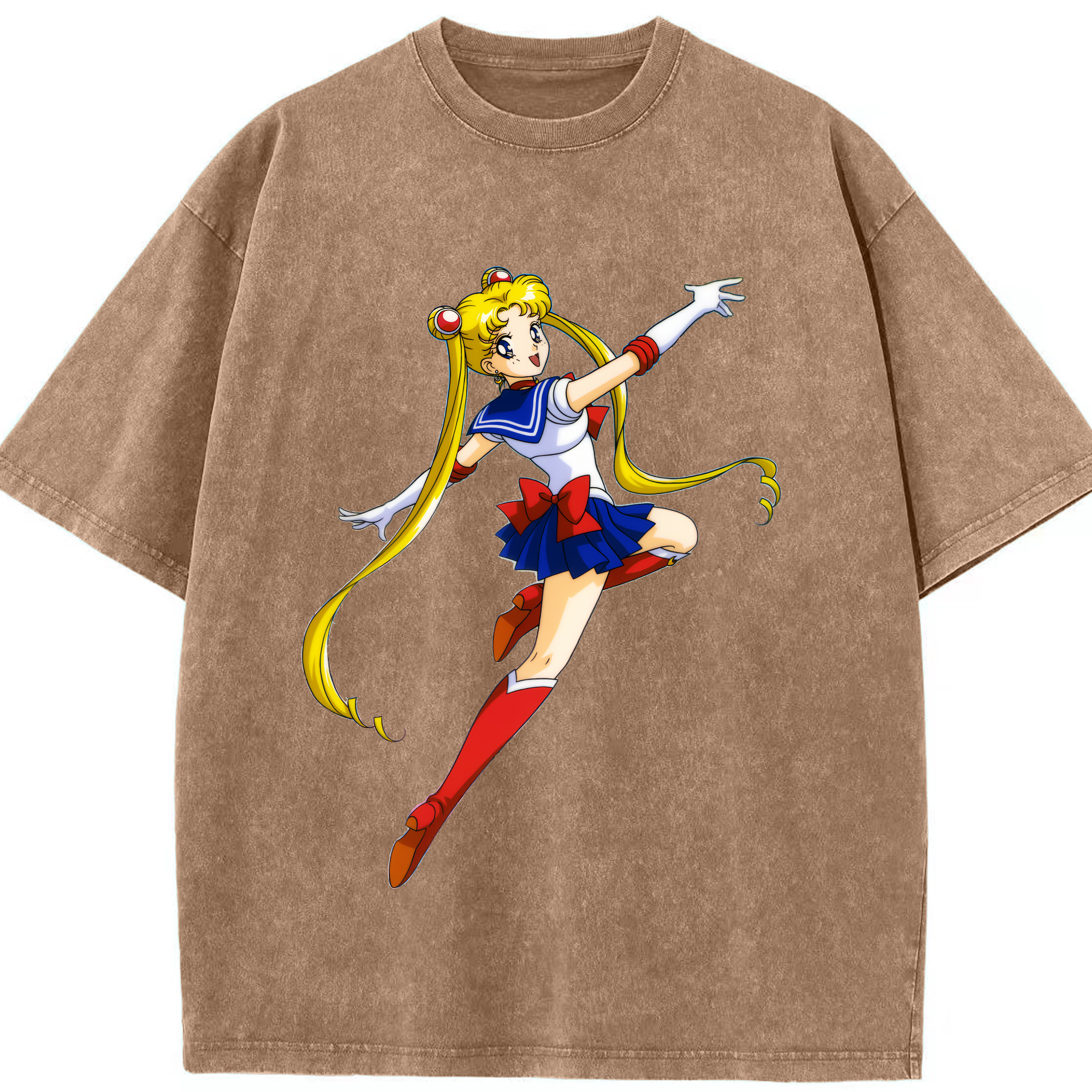 （画像用） 美少女戦士セーラームーン 月野 うさぎ つきの うさぎ Sailor Moon Tsukino Usagi 綿100% ヴィンテージ風 半袖Tシャツ（フロントプリント）