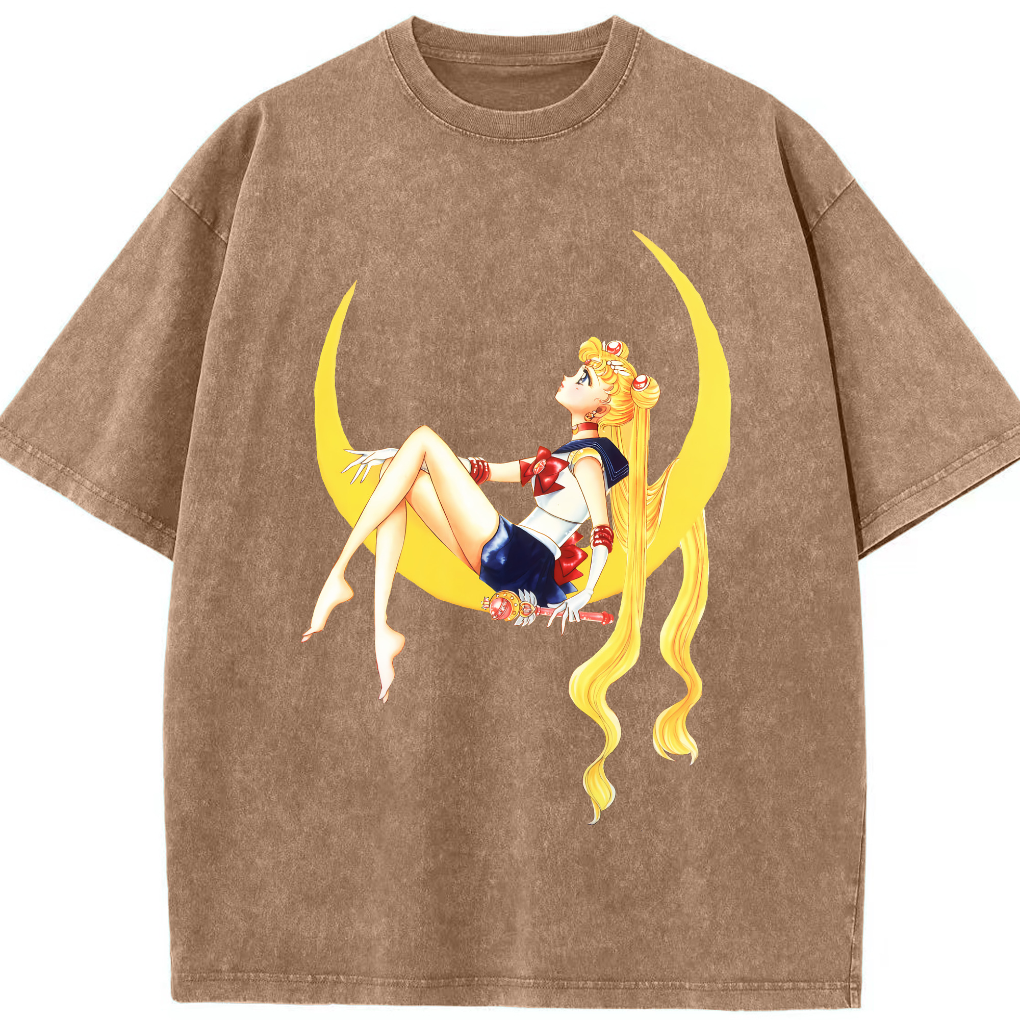 （画像用） 美少女戦士セーラームーン 月野 うさぎ つきの うさぎ Sailor Moon Tsukino Usagi 綿100% ヴィンテージ風 半袖Tシャツ（フロントプリント）